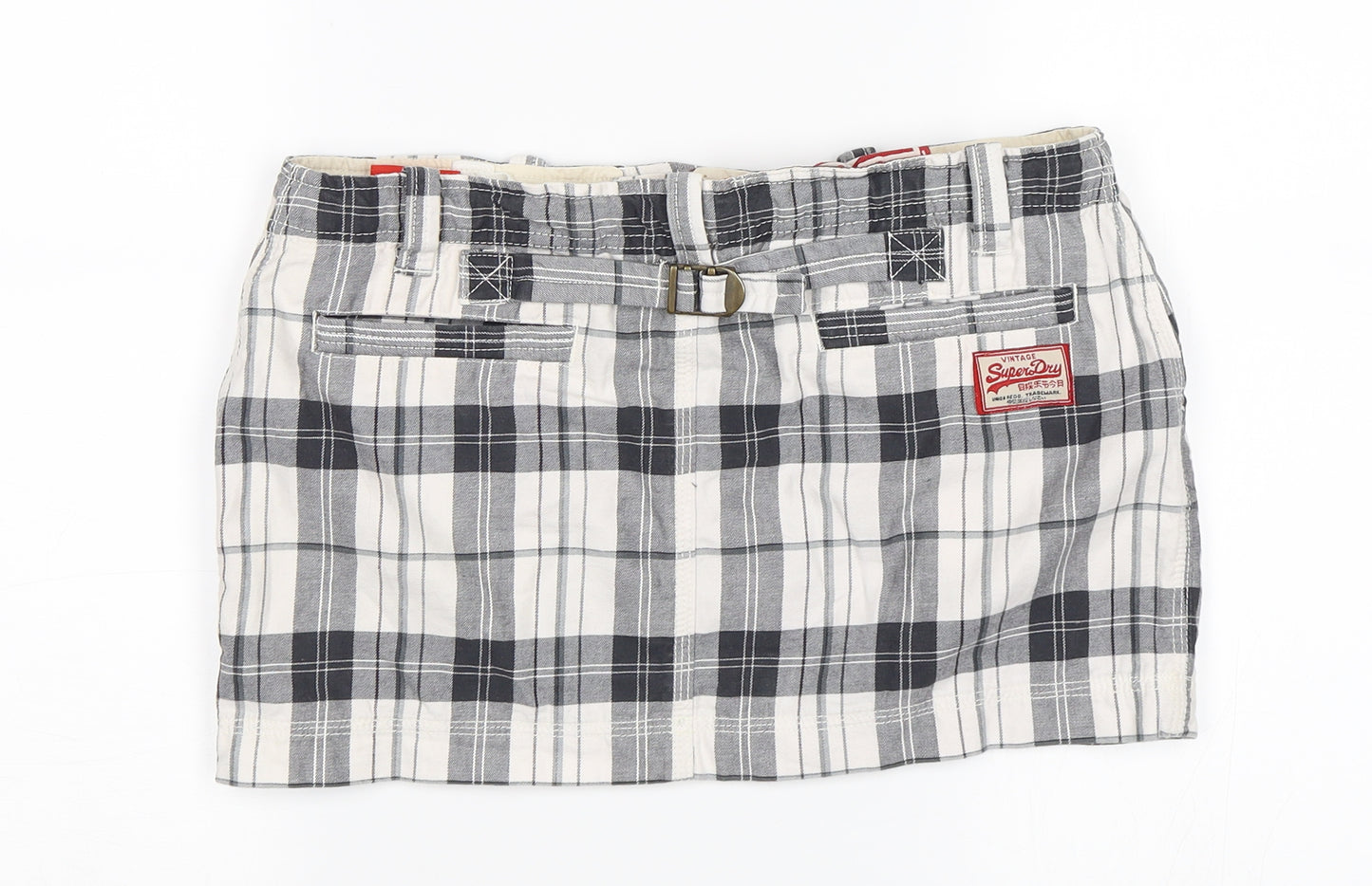 Super Dry Womens Black Check  Mini Skirt Size S
