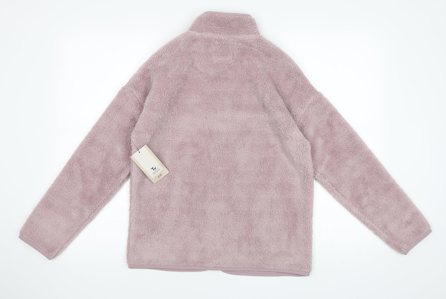 TU Womens Pink   Full Zip Sweatshirt Size 8  - Fluffy Fleece with Poppers