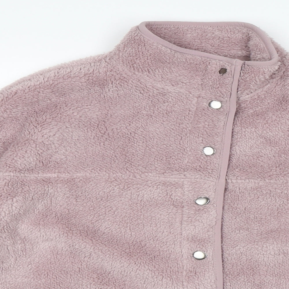 TU Womens Pink   Full Zip Sweatshirt Size 8  - Fluffy Fleece with Poppers