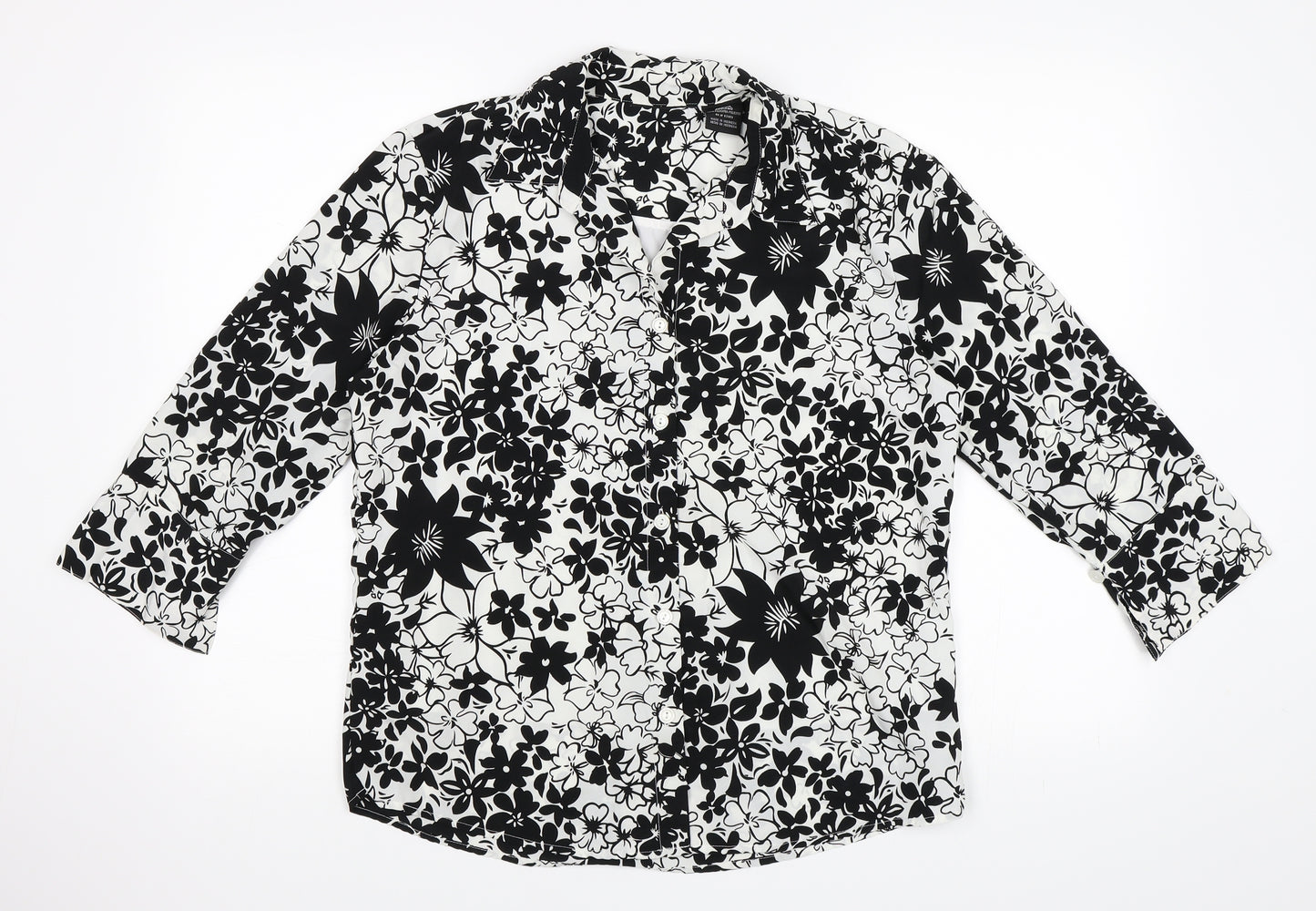 Preworn Womens Black Floral  Basic Blouse Size M