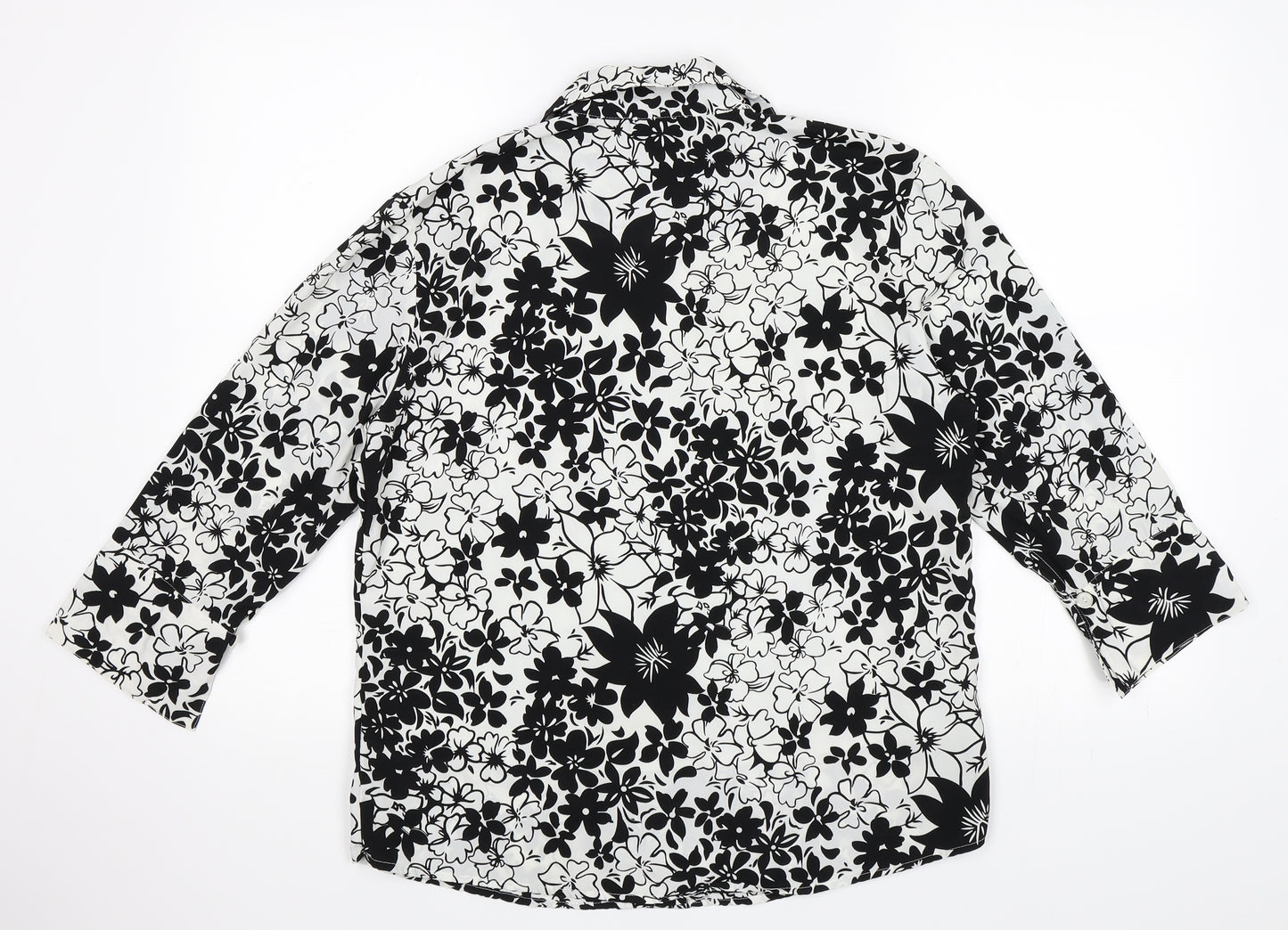 Preworn Womens Black Floral  Basic Blouse Size M