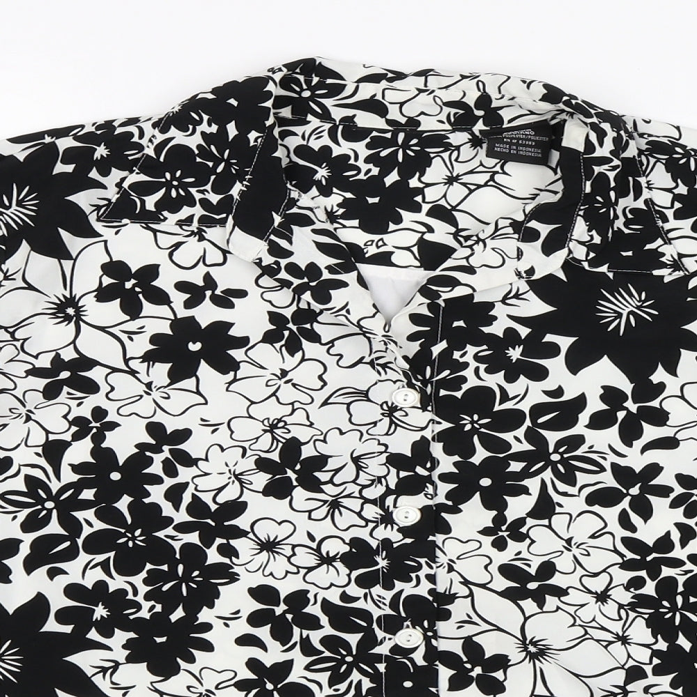 Preworn Womens Black Floral  Basic Blouse Size M