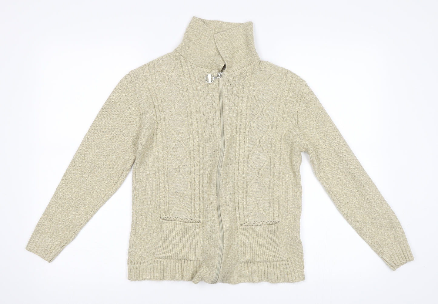 Glimpse Design Womens Beige   Cardigan Jumper Size S