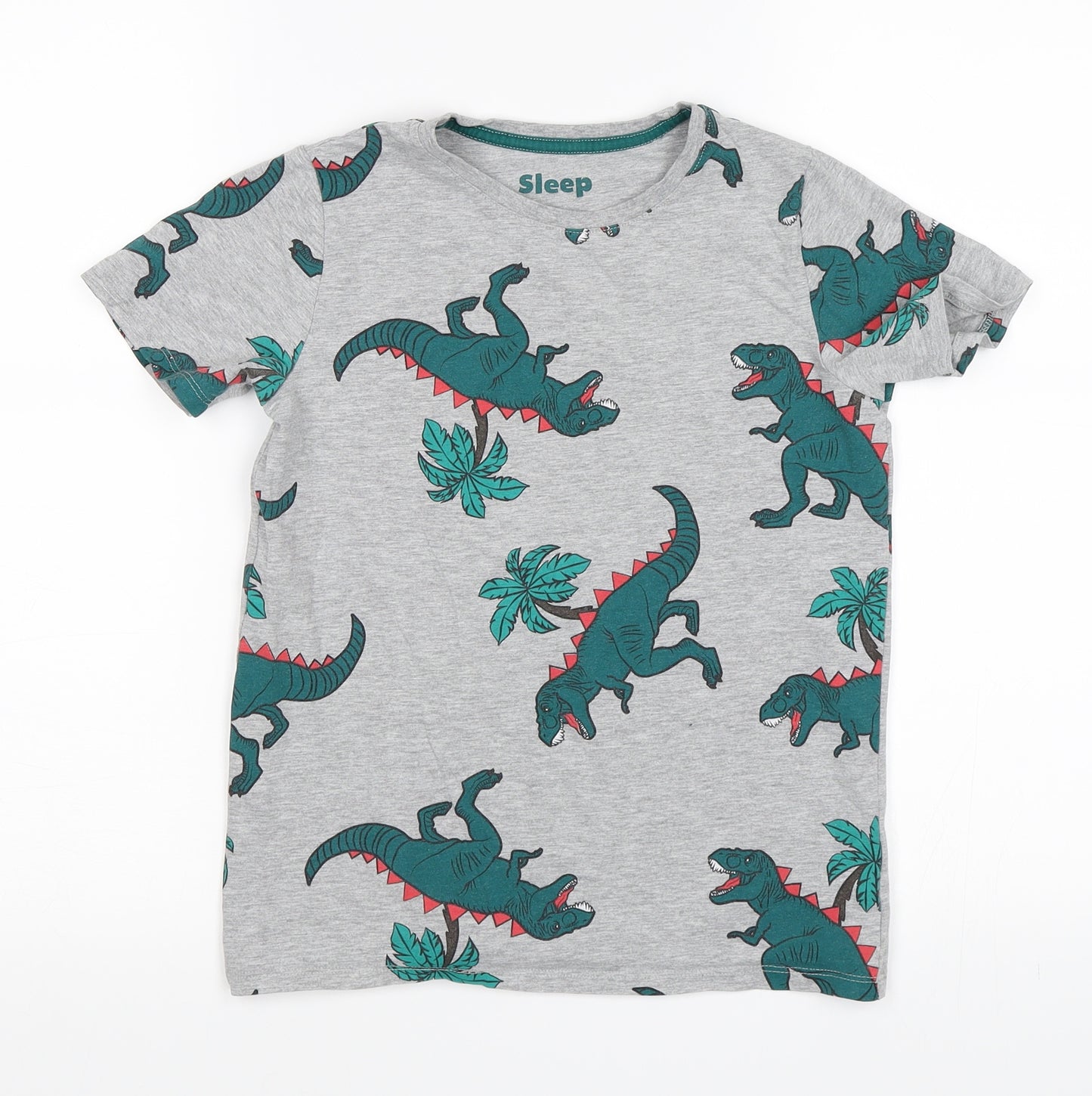 Marks and Spencer Boys Grey Solid   Pyjama Top Size 8-9 Years  - Dinosaurs