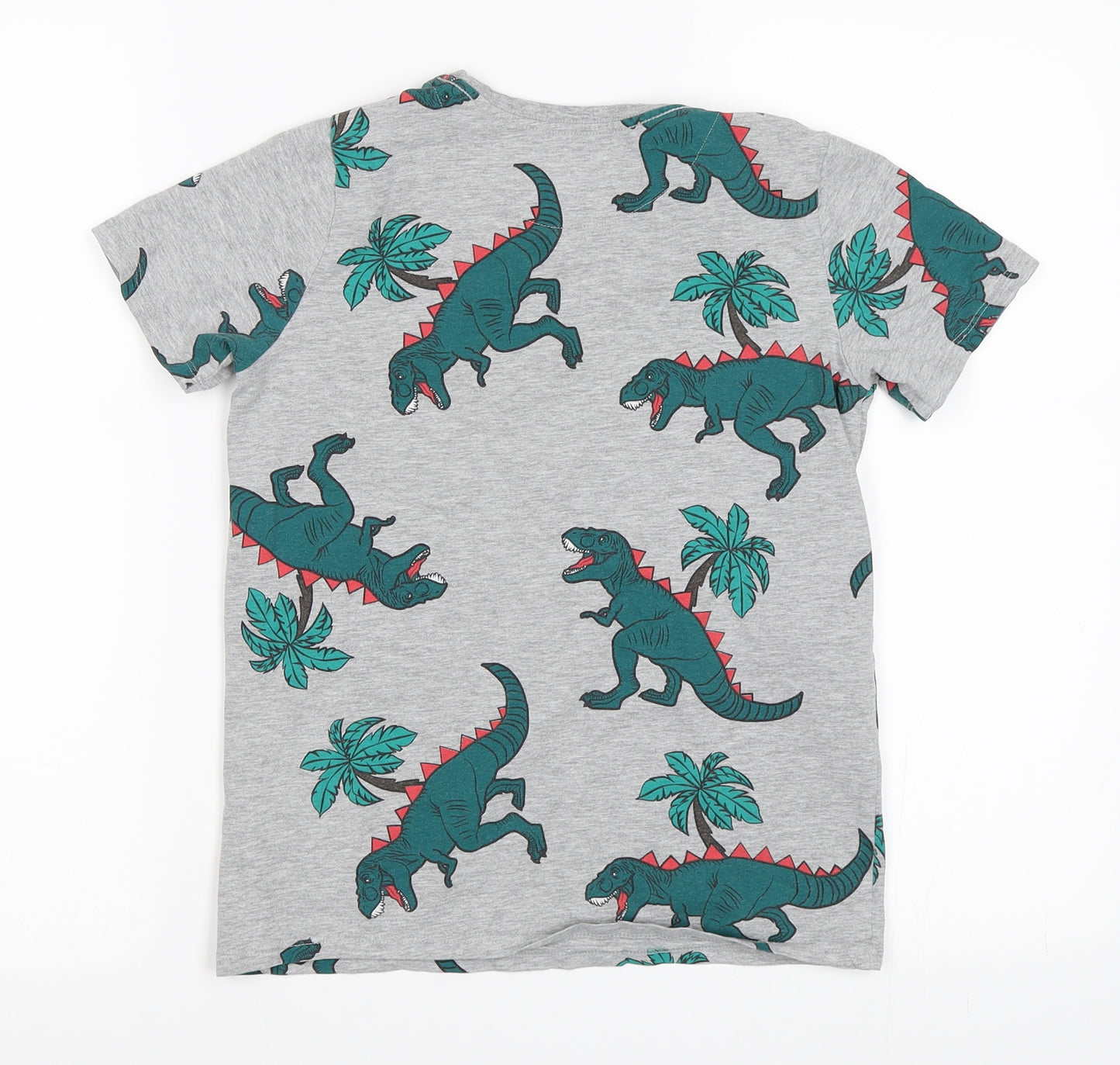 Marks and Spencer Boys Grey Solid   Pyjama Top Size 8-9 Years  - Dinosaurs