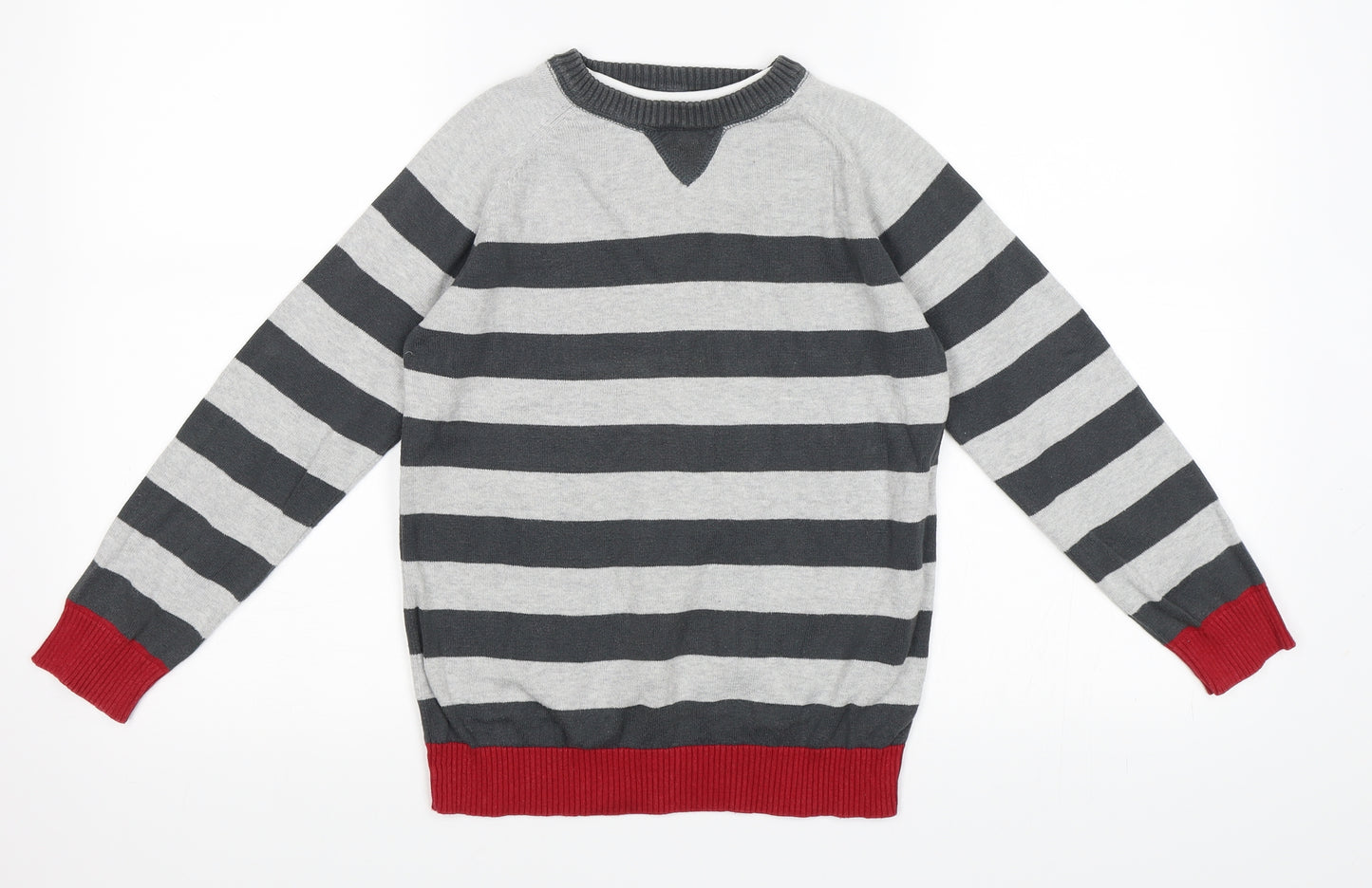 Cherokee Boys Grey Striped  Pullover Jumper Size 8-9 Years