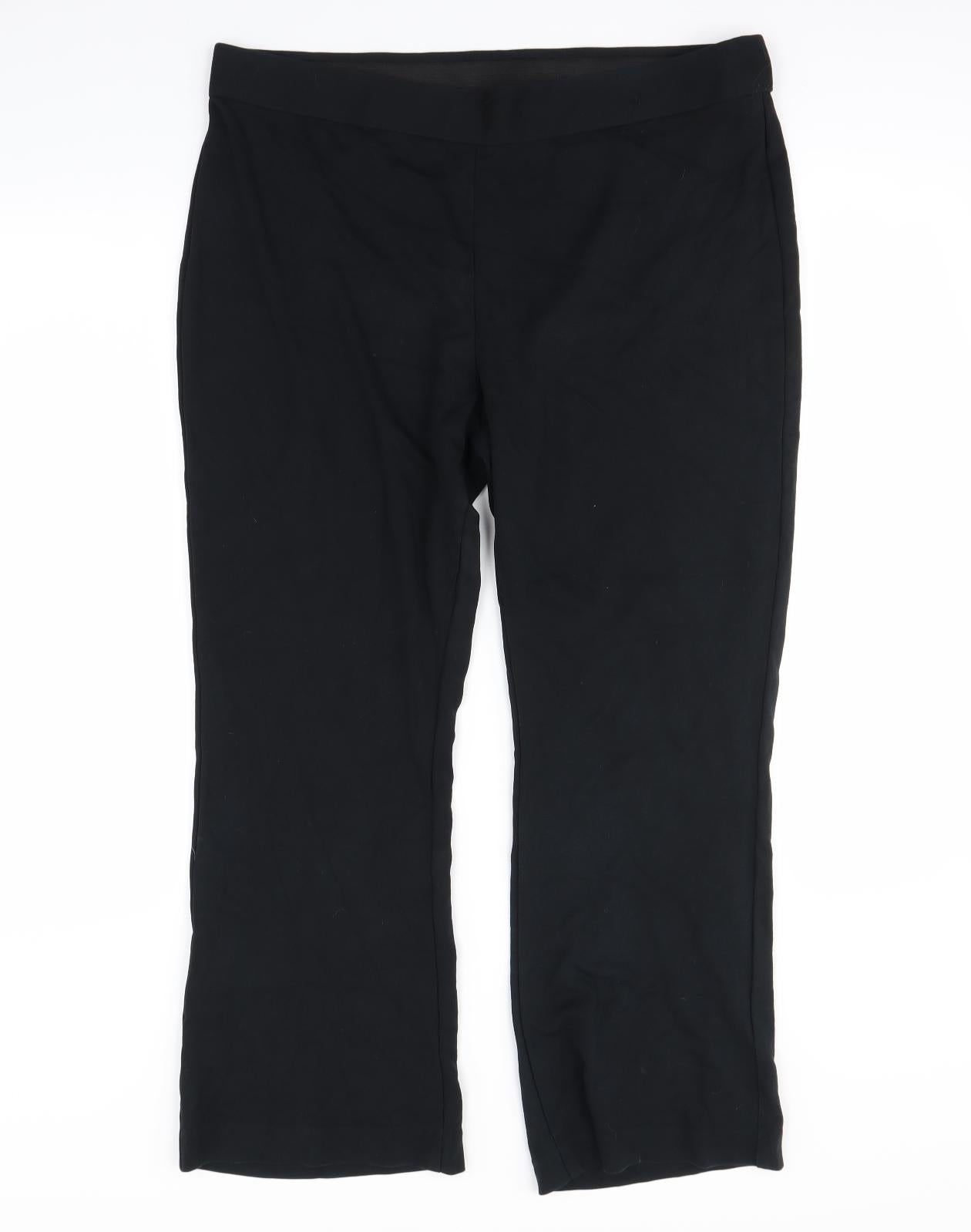 m&S Womens Black   Trousers  Size 18 L28 in