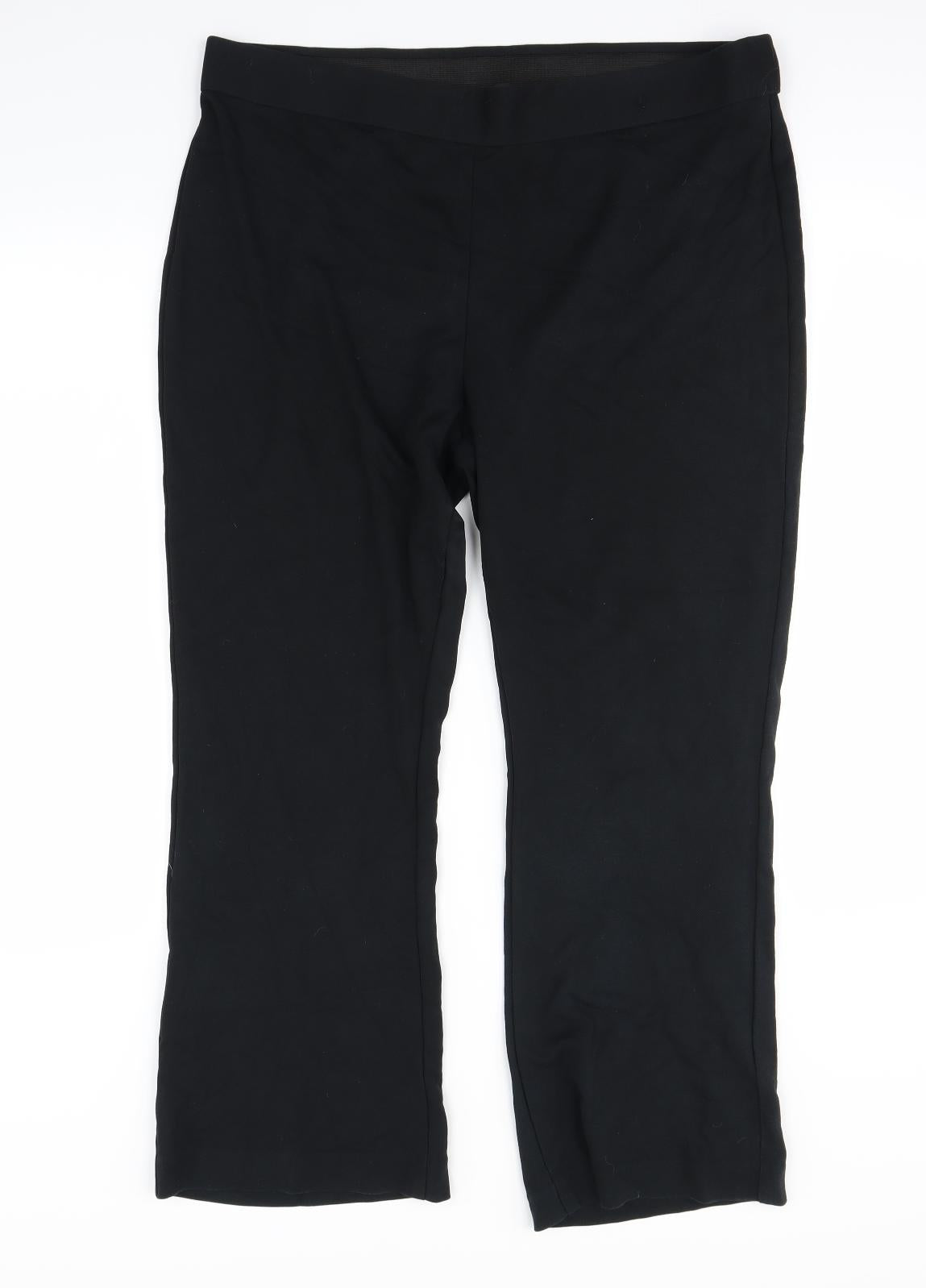 m&S Womens Black   Trousers  Size 18 L28 in