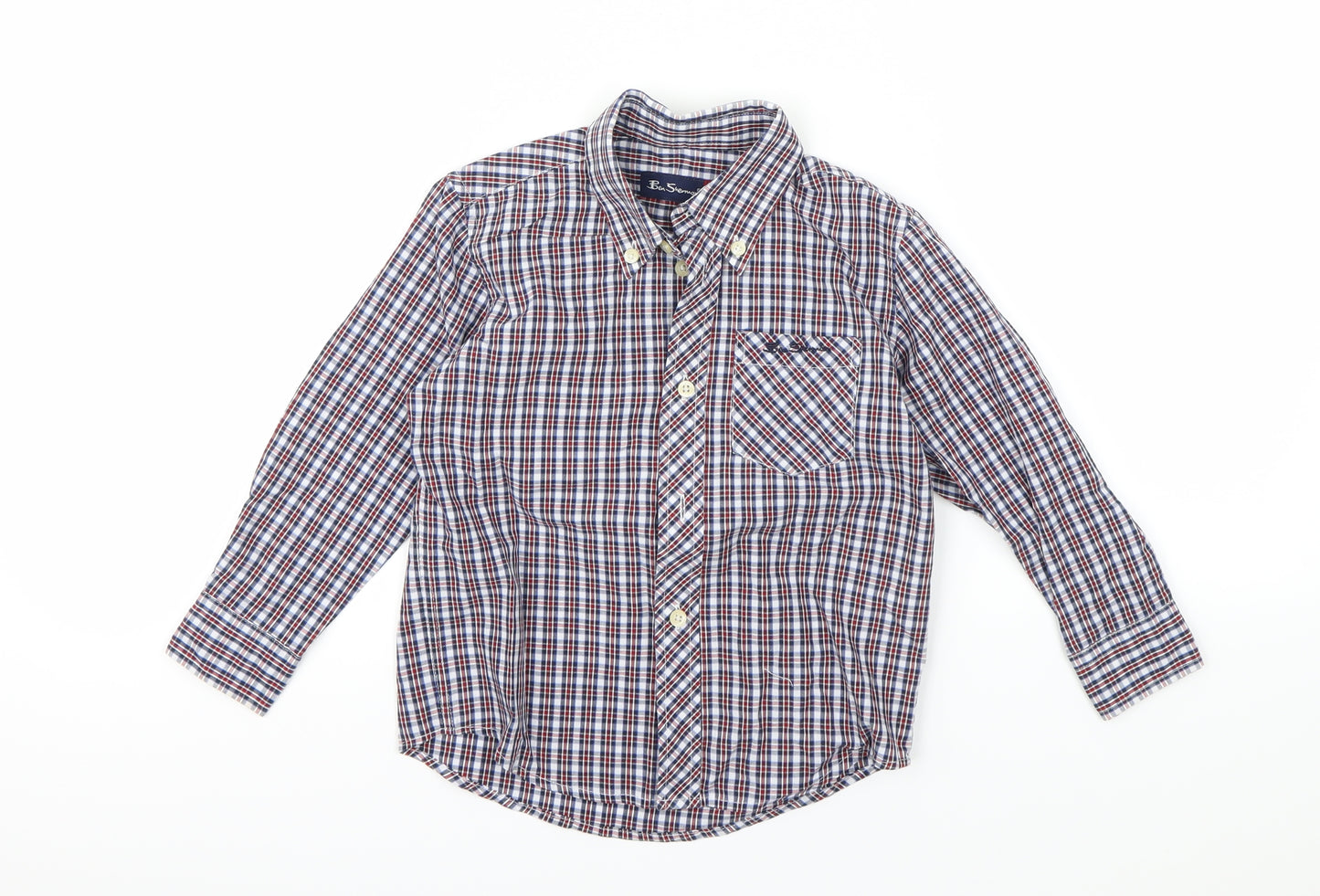Ben Sherman Boys Blue Check  Basic Button-Up Size 2-3 Years