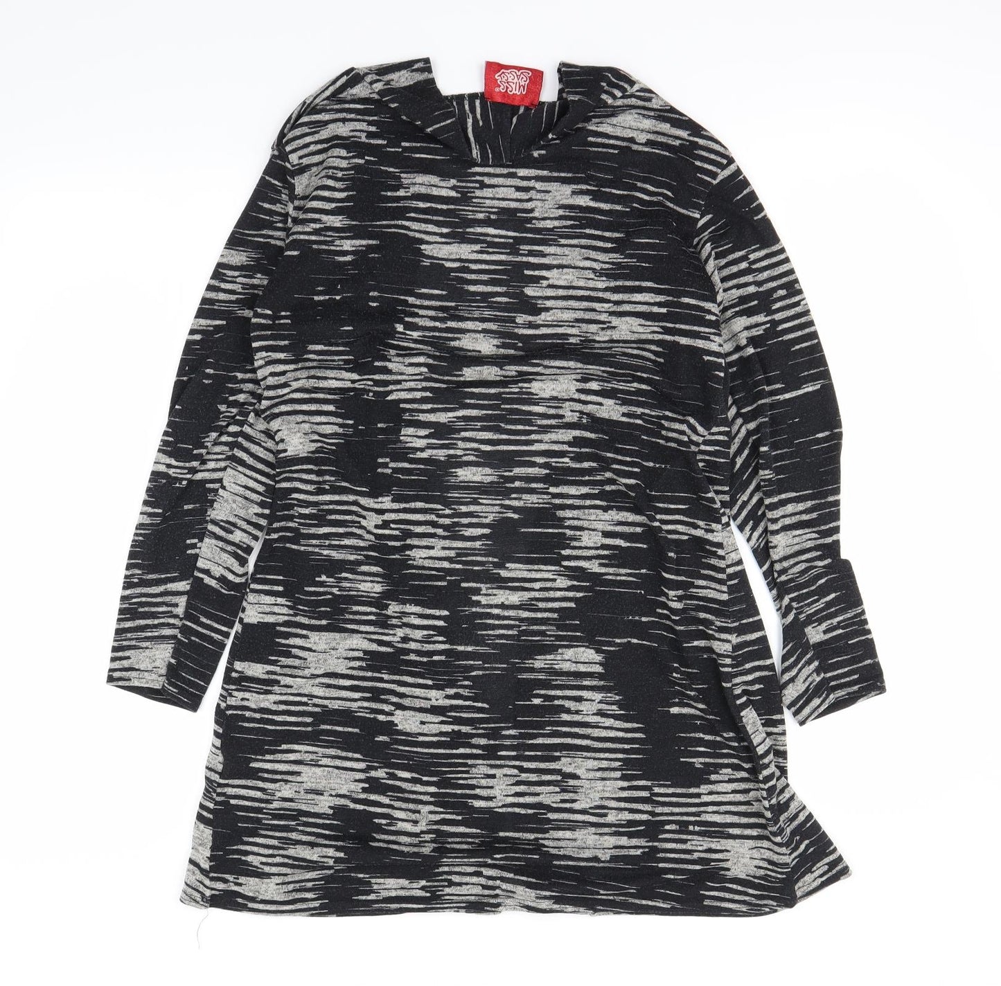 Miss Sassy Womens Black Animal Print  Cardigan Jumper Size M