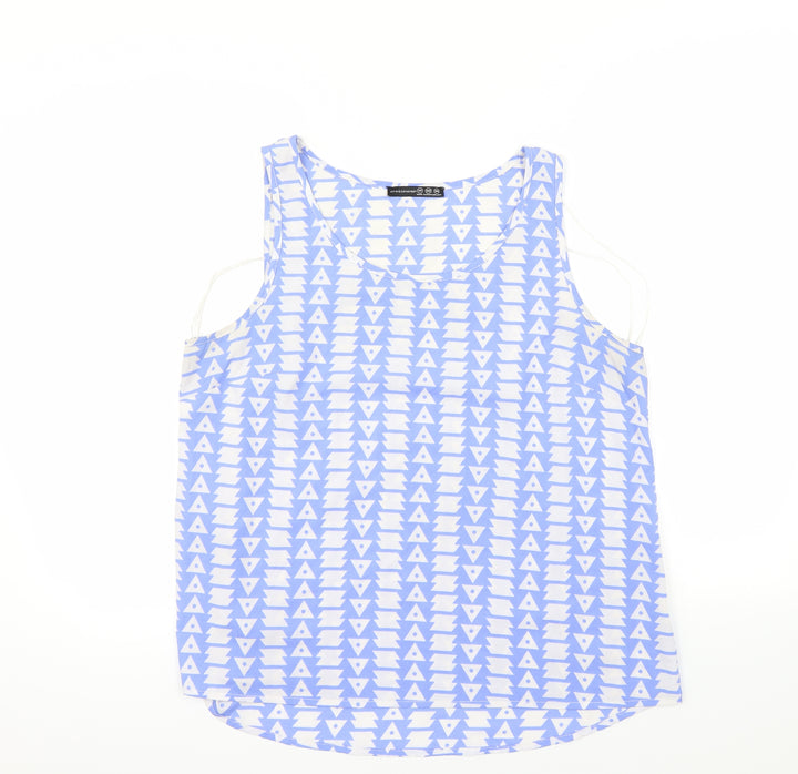 Atmosphere Womens Blue Geometric  Basic Tank Size 14