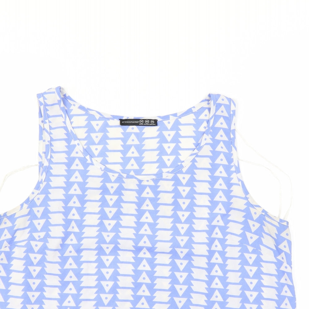 Atmosphere Womens Blue Geometric  Basic Tank Size 14