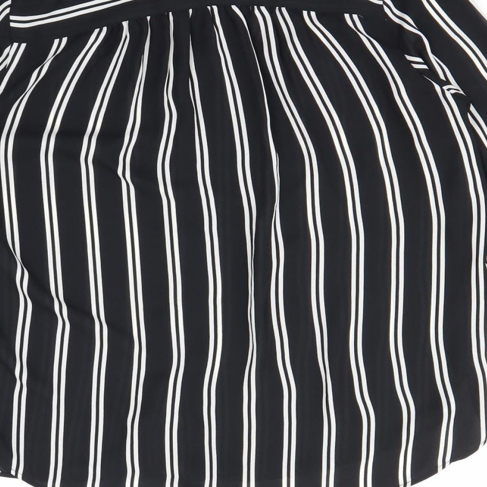 H&M Womens Black Striped  Basic Button-Up Size 6