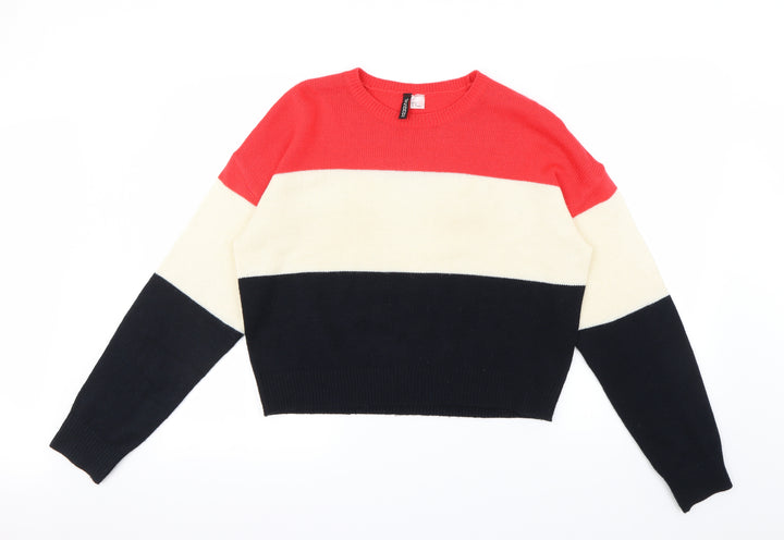 H&M Womens Multicoloured Striped  Pullover Jumper Size M
