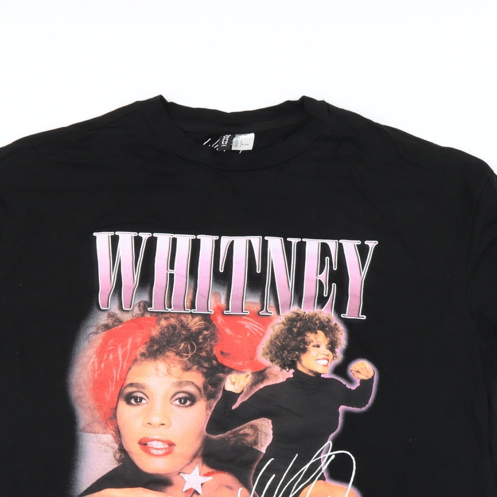Divided Womens Black   Basic T-Shirt Size L  - whitney houston