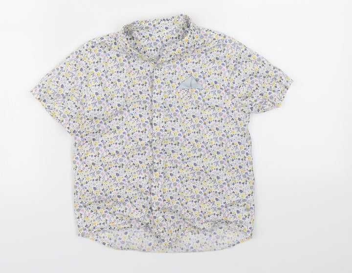 Preworn Boys White Floral  Basic Button-Up Size 3-4 Years