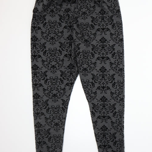 Papaya Womens Grey Floral  Trousers  Size 18 L27 in