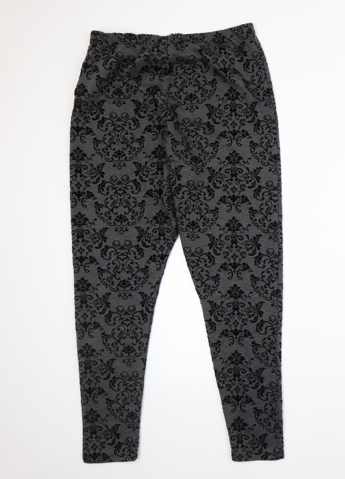 Papaya Womens Grey Floral  Trousers  Size 18 L27 in