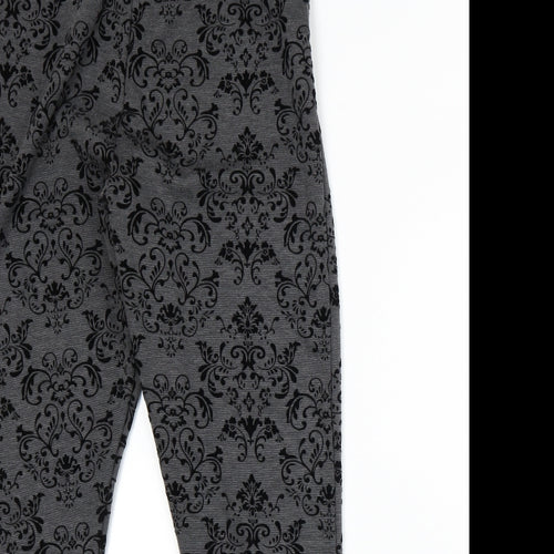 Papaya Womens Grey Floral  Trousers  Size 18 L27 in
