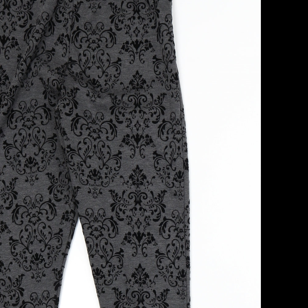 Papaya Womens Grey Floral  Trousers  Size 18 L27 in