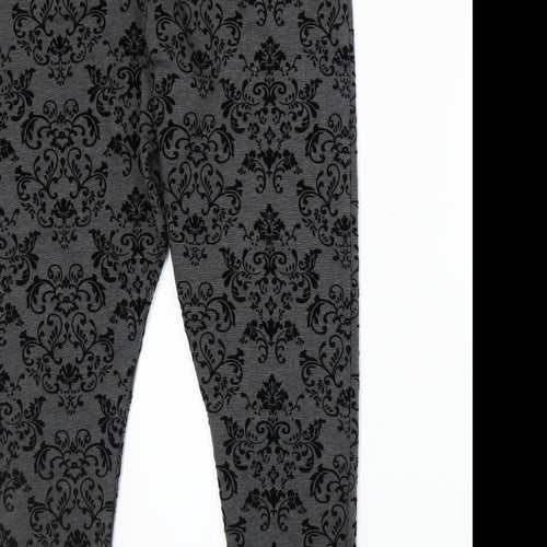 Papaya Womens Grey Floral  Trousers  Size 18 L27 in