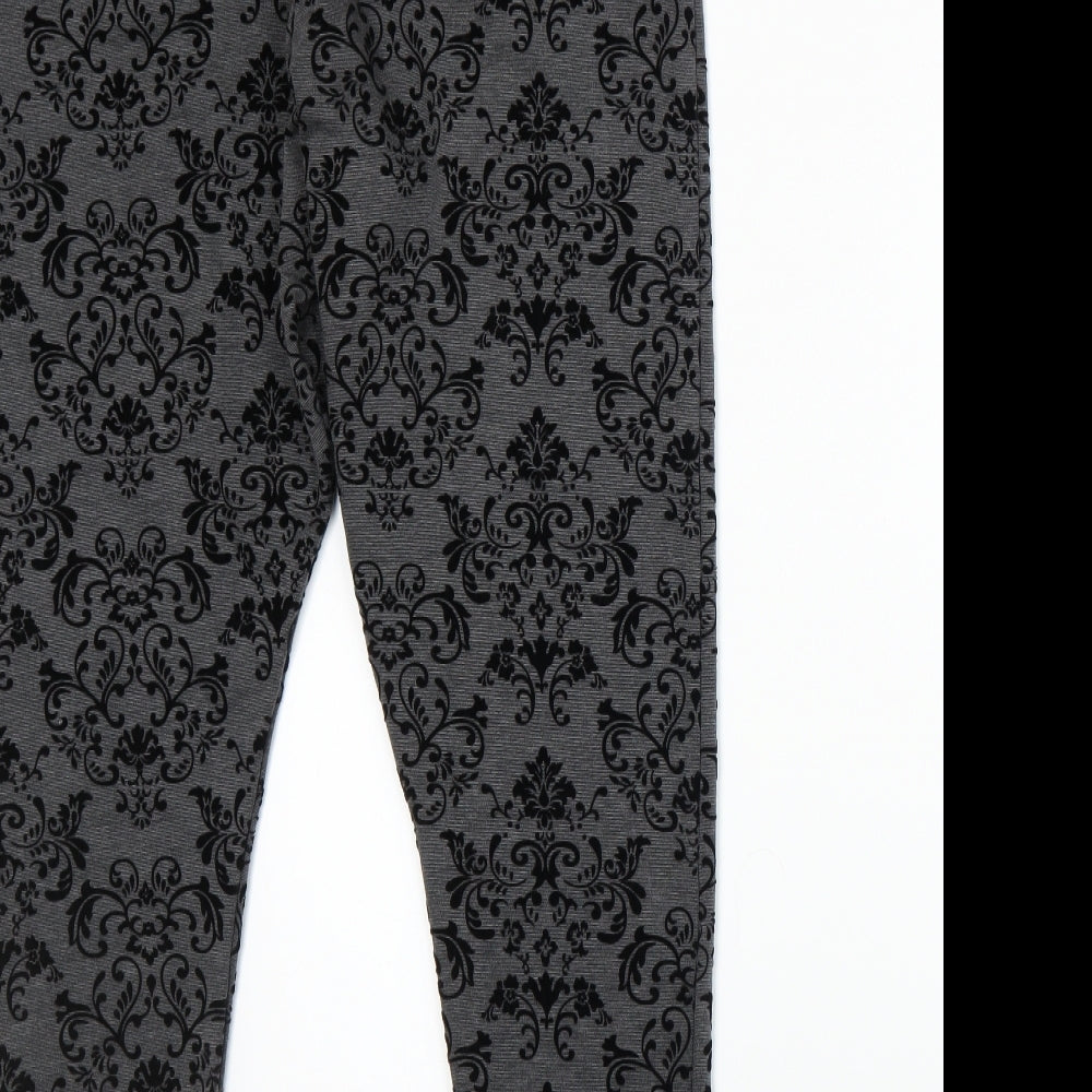 Papaya Womens Grey Floral  Trousers  Size 18 L27 in