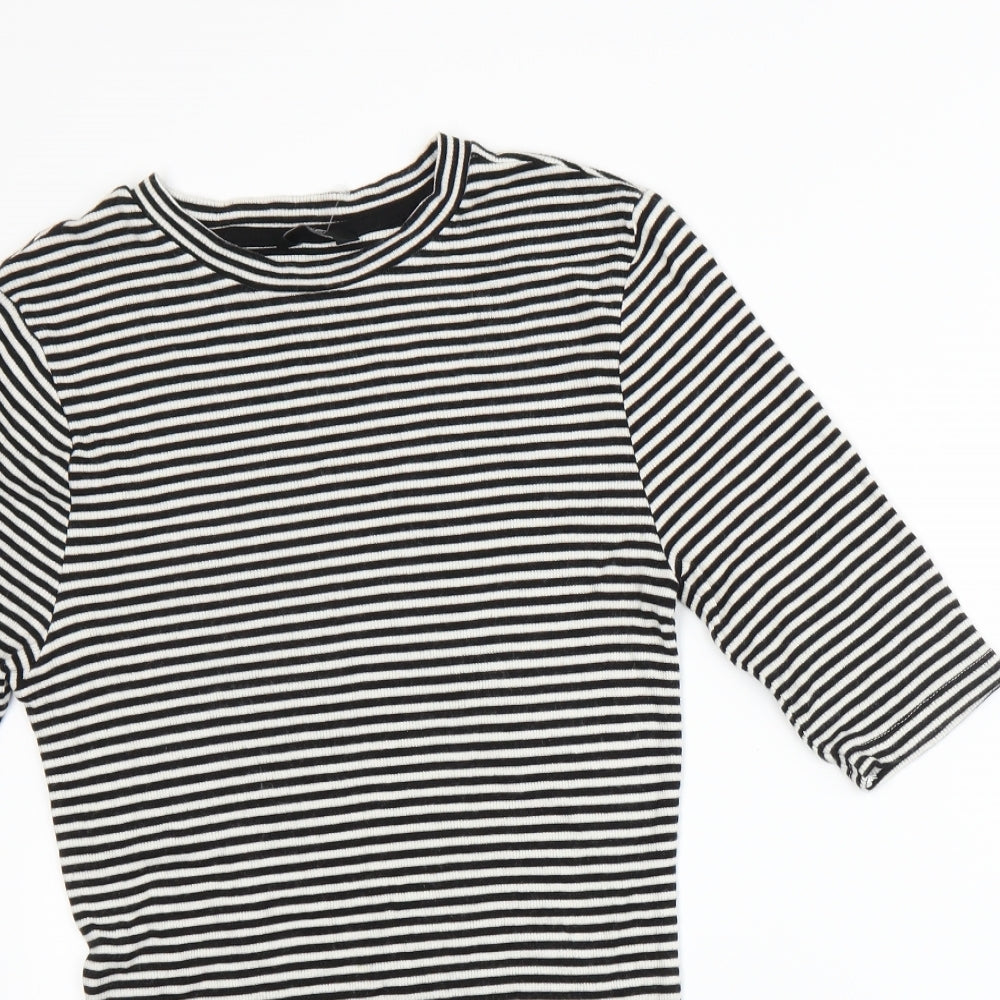 F&F Womens White Striped  Basic T-Shirt Size 14