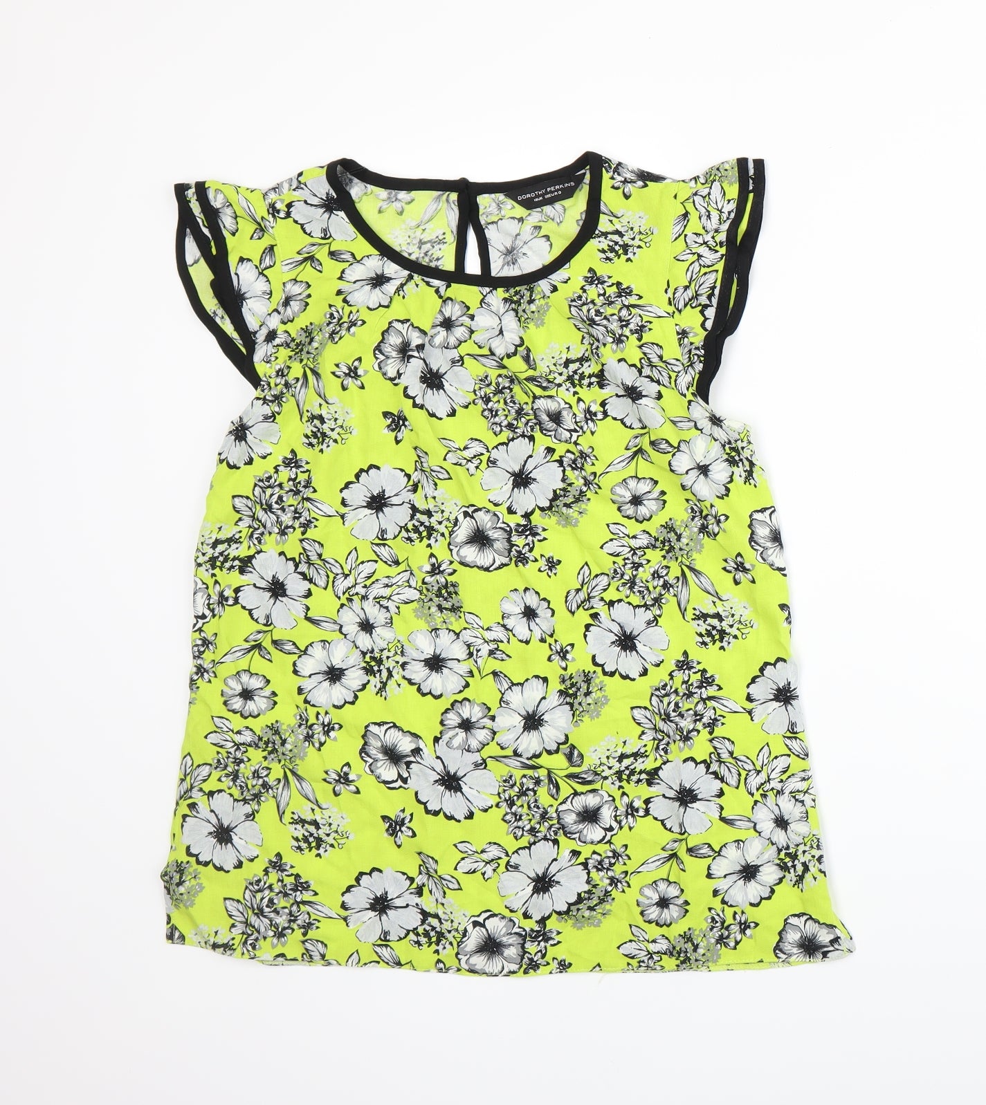 Dorothy Perkins Womens Green Floral  Basic T-Shirt Size 16