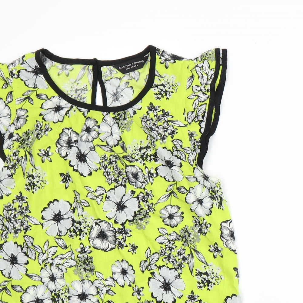 Dorothy Perkins Womens Green Floral  Basic T-Shirt Size 16