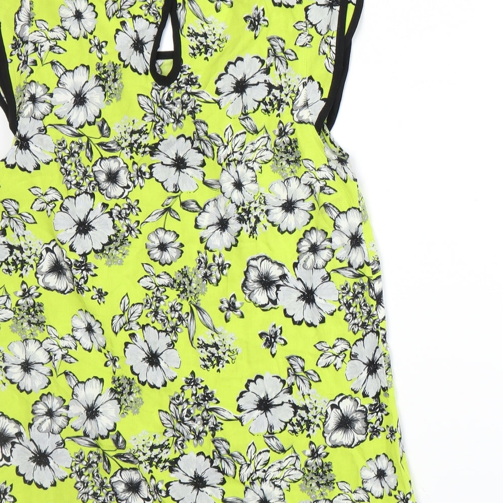 Dorothy Perkins Womens Green Floral  Basic T-Shirt Size 16