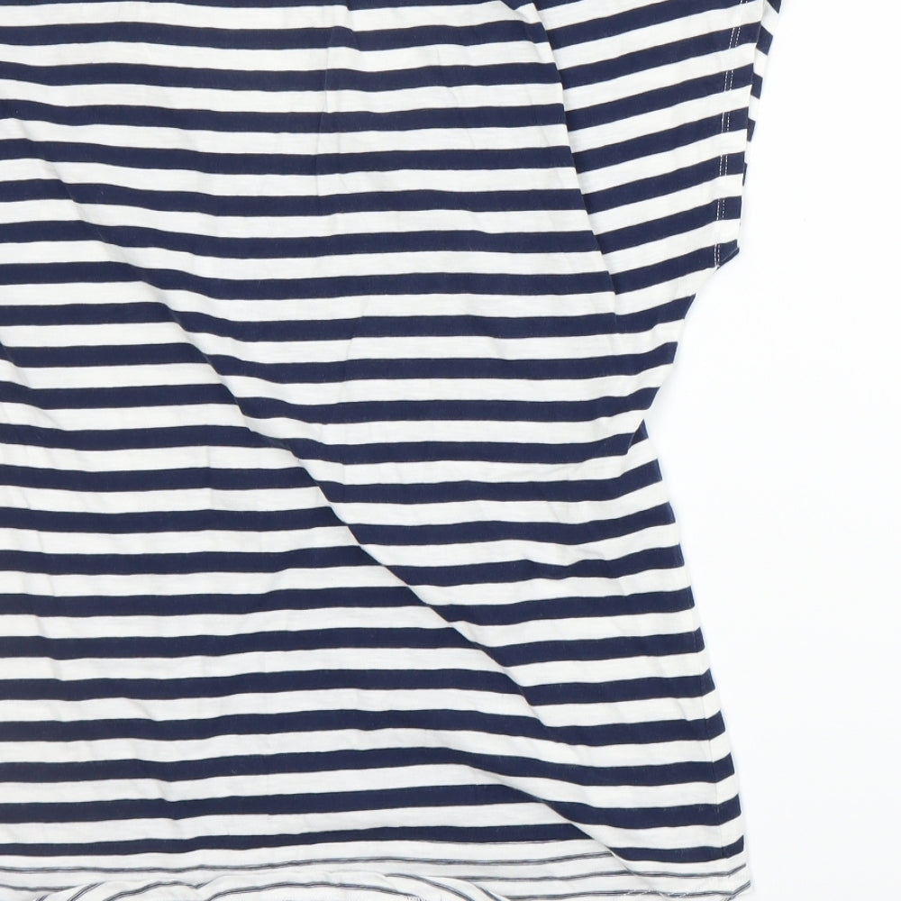 TU Womens Blue Striped  Basic T-Shirt Size 8