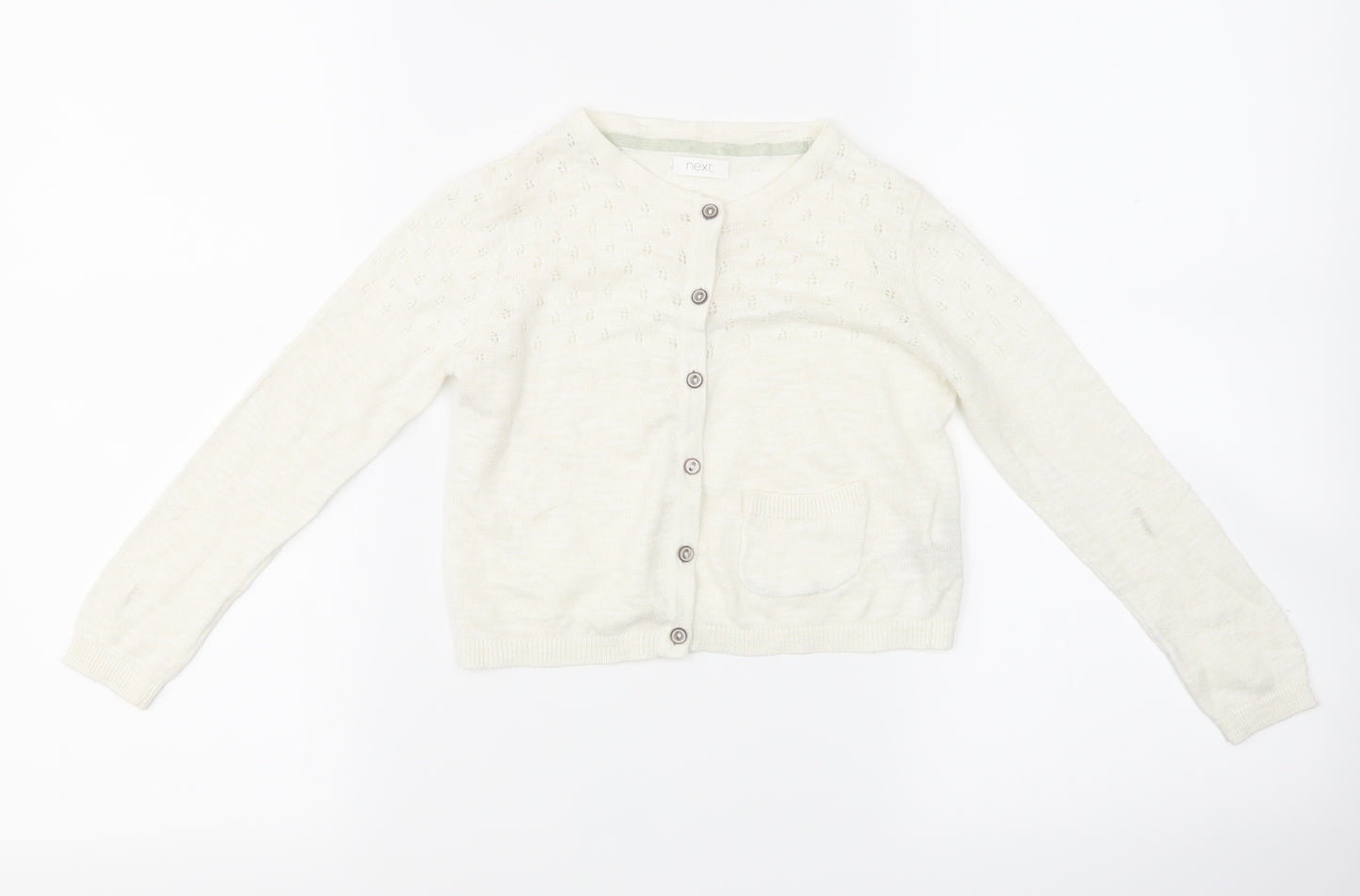 NEXT Girls White Houndstooth  Cardigan Jumper Size 3-4 Years