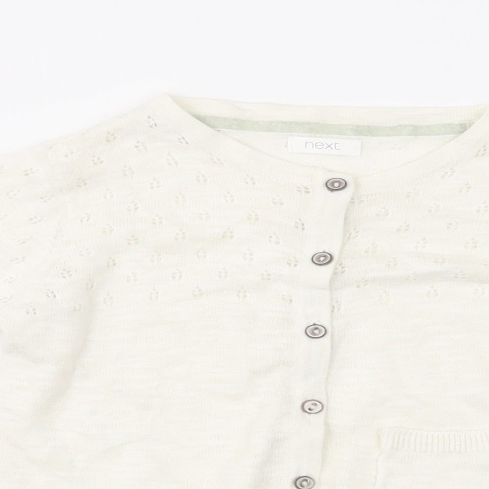 NEXT Girls White Houndstooth  Cardigan Jumper Size 3-4 Years