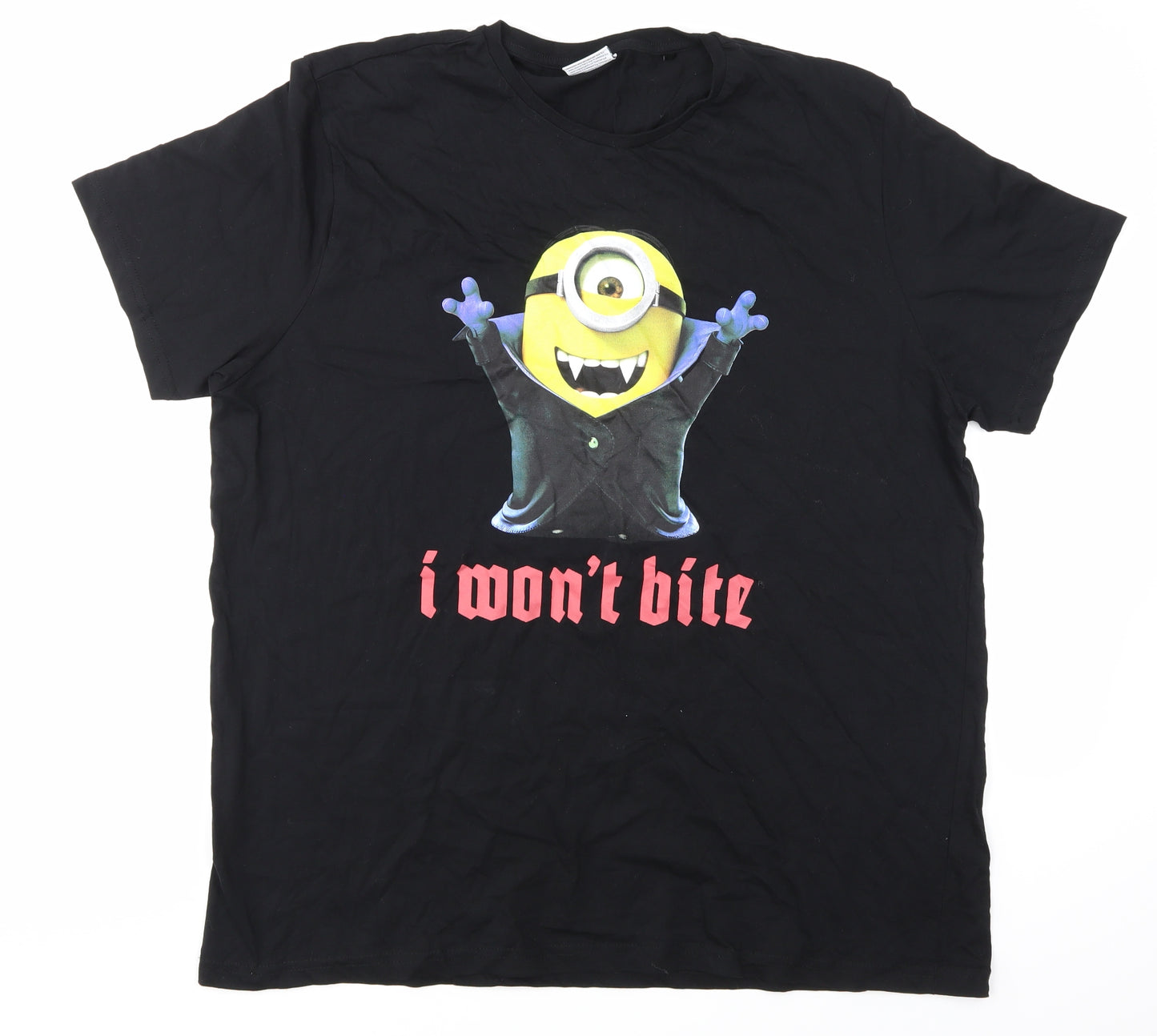 Minions Mens Black    T-Shirt Size 2XL