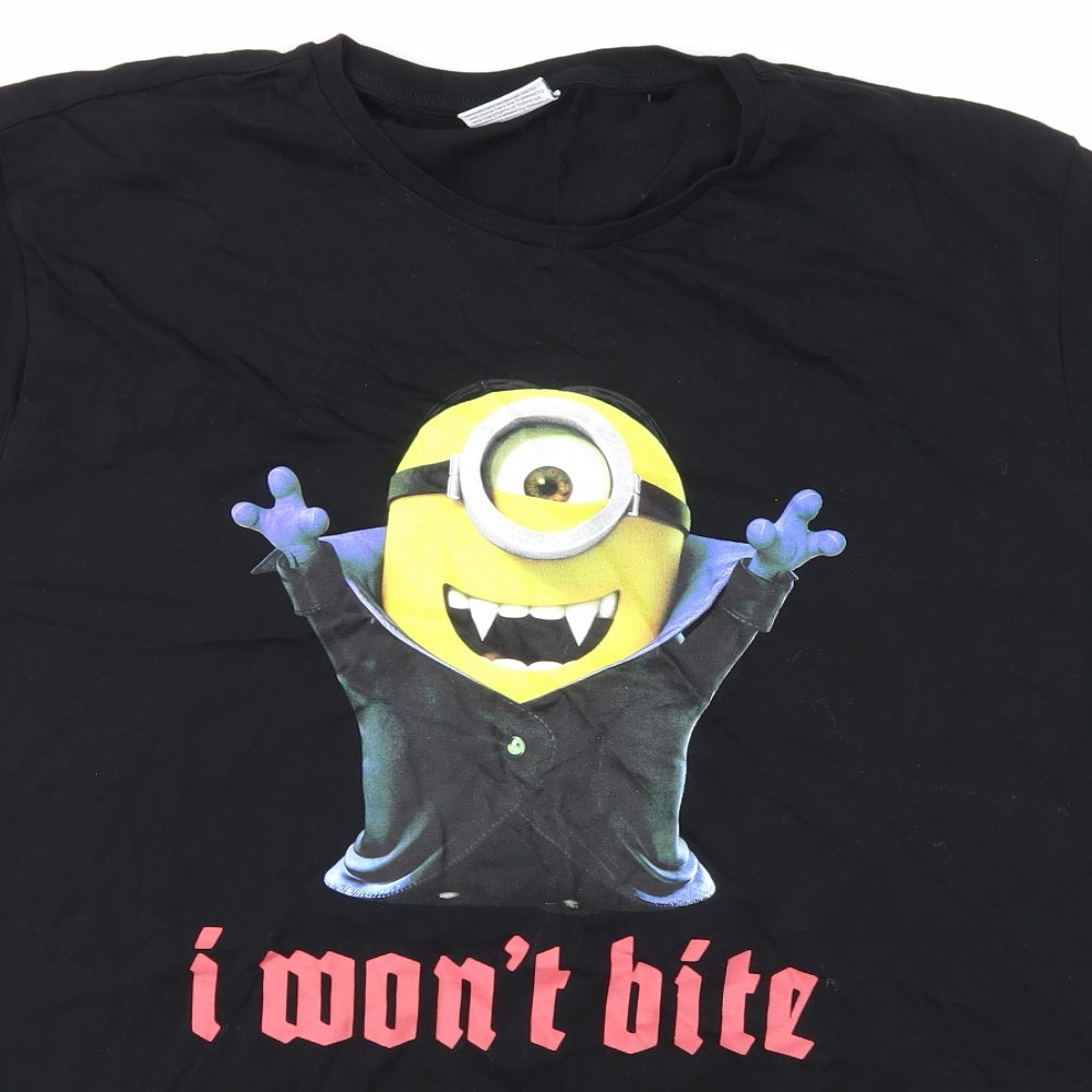 Minions Mens Black    T-Shirt Size 2XL