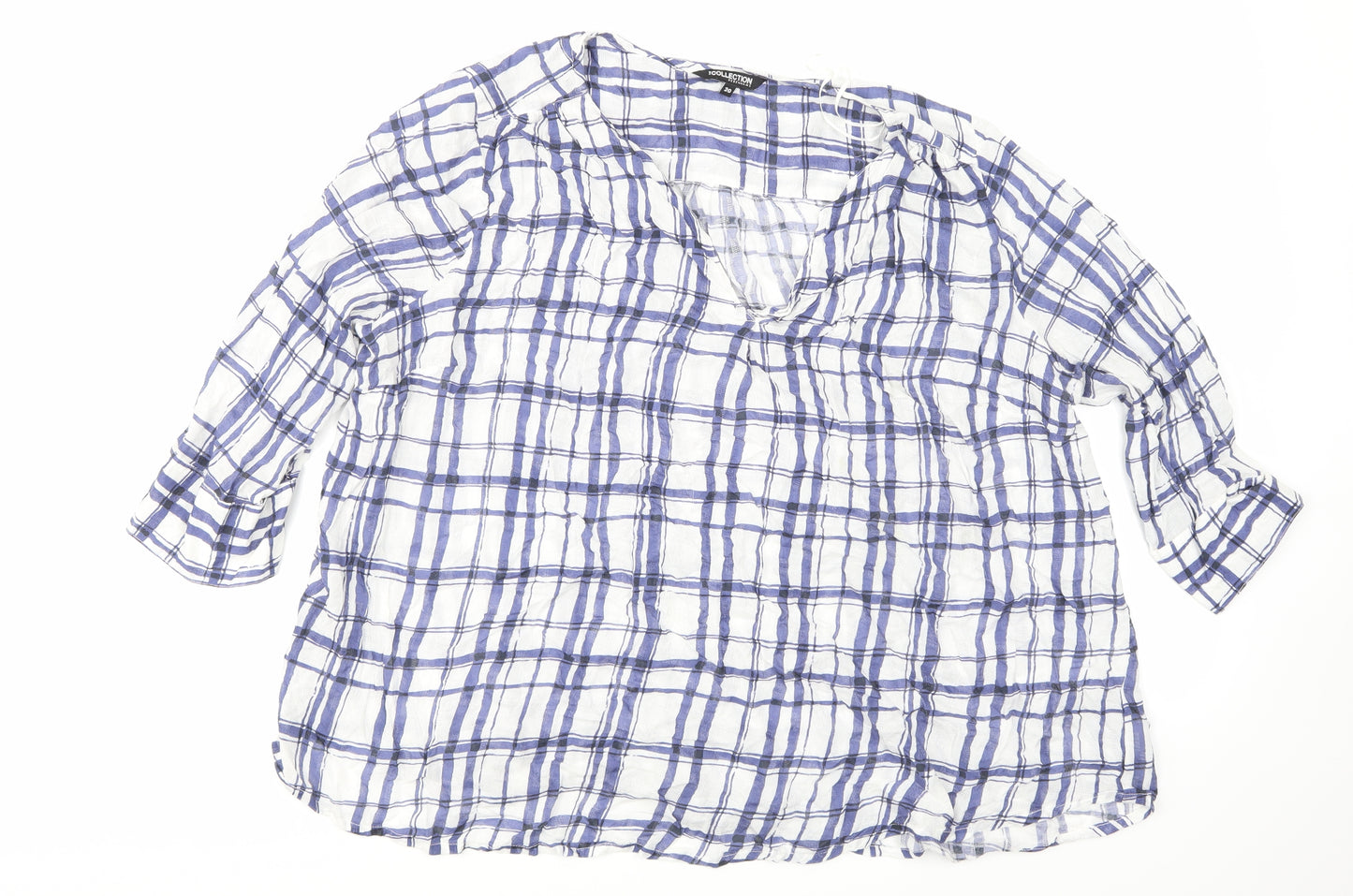 Debenhams Womens White Check  Basic Blouse Size 20