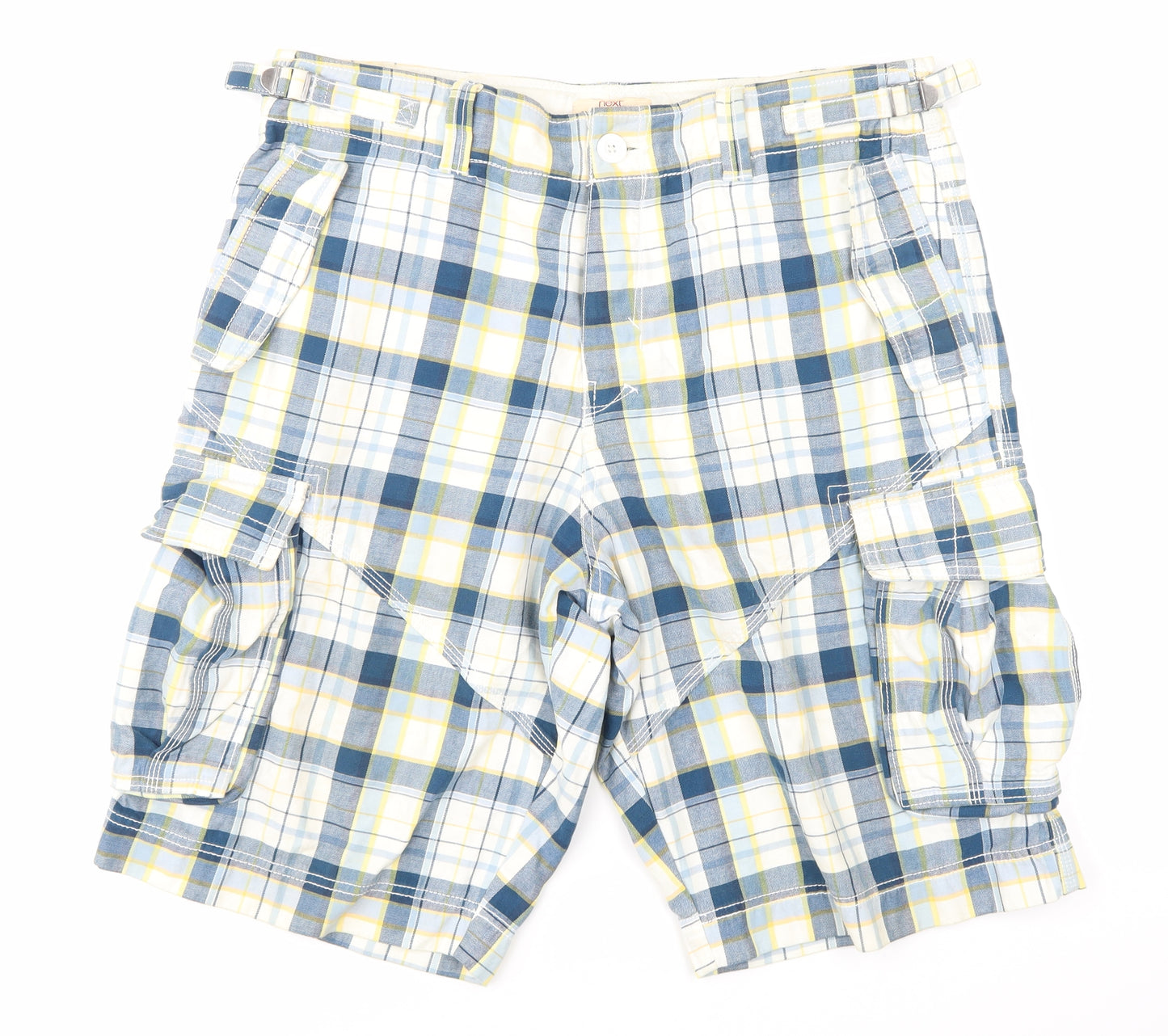 NEXT Mens Blue Check  Cargo Shorts Size 36 - Blue & Yellow Check
