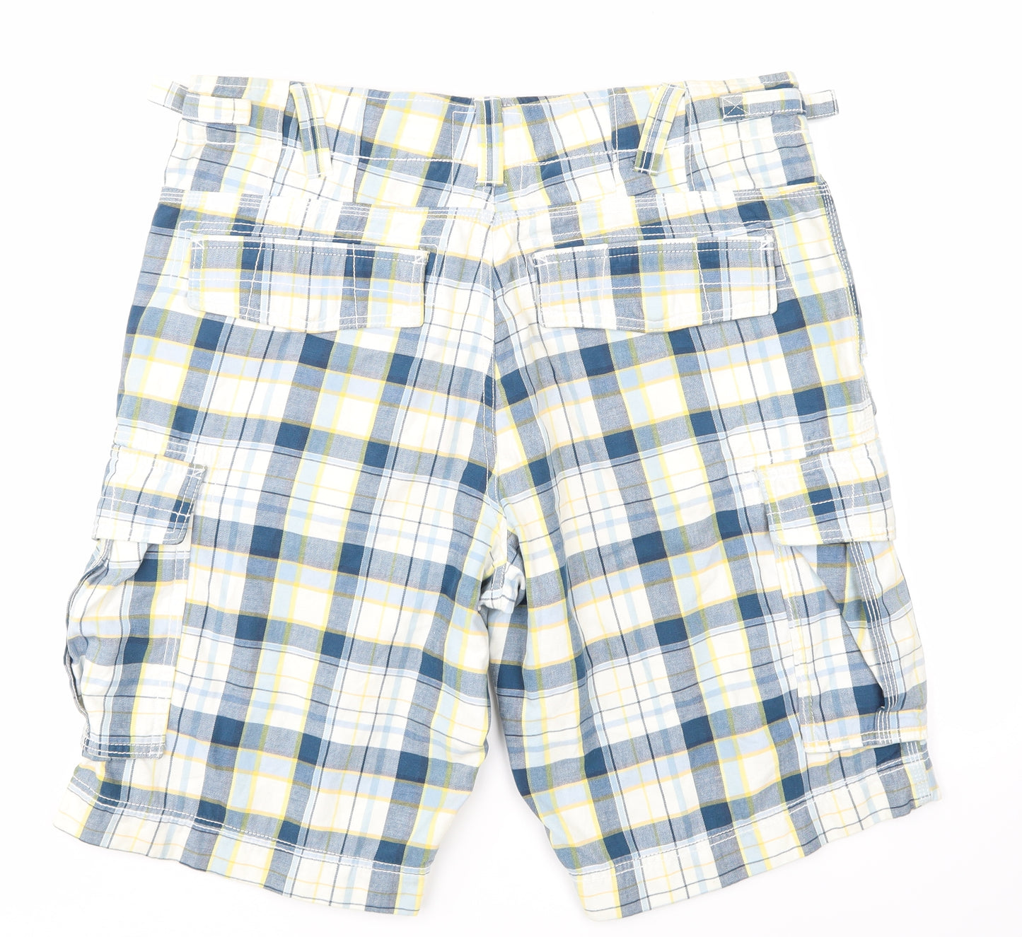 NEXT Mens Blue Check  Cargo Shorts Size 36 - Blue & Yellow Check