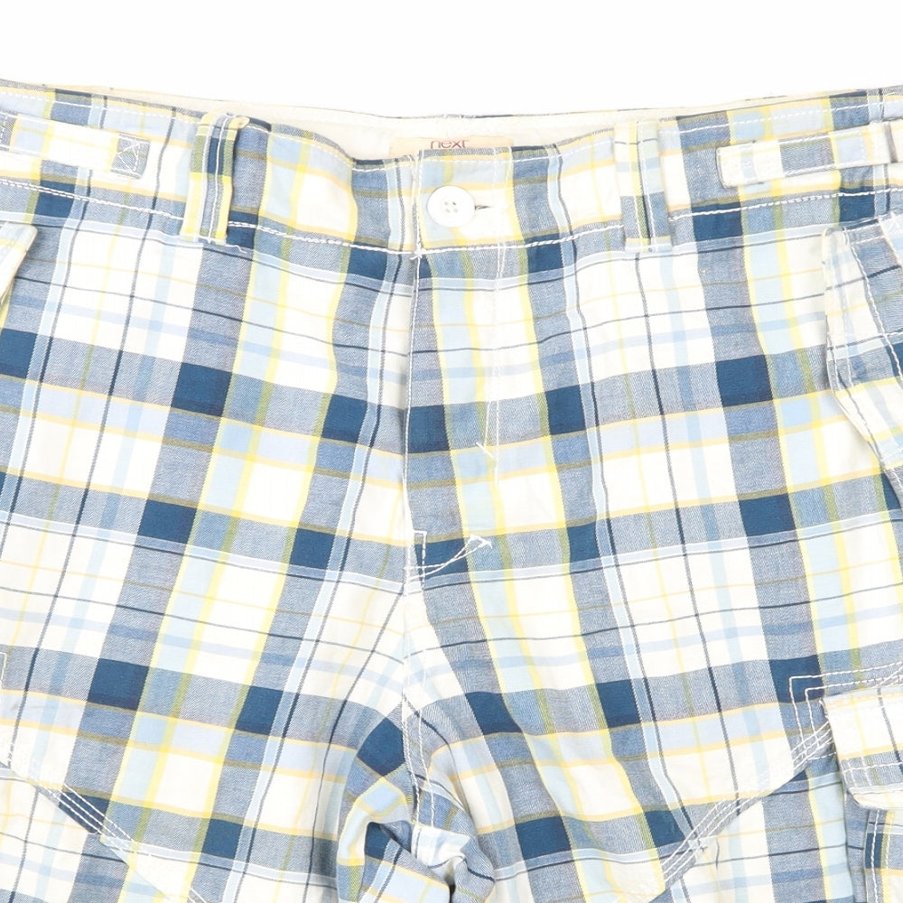 NEXT Mens Blue Check  Cargo Shorts Size 36 - Blue & Yellow Check