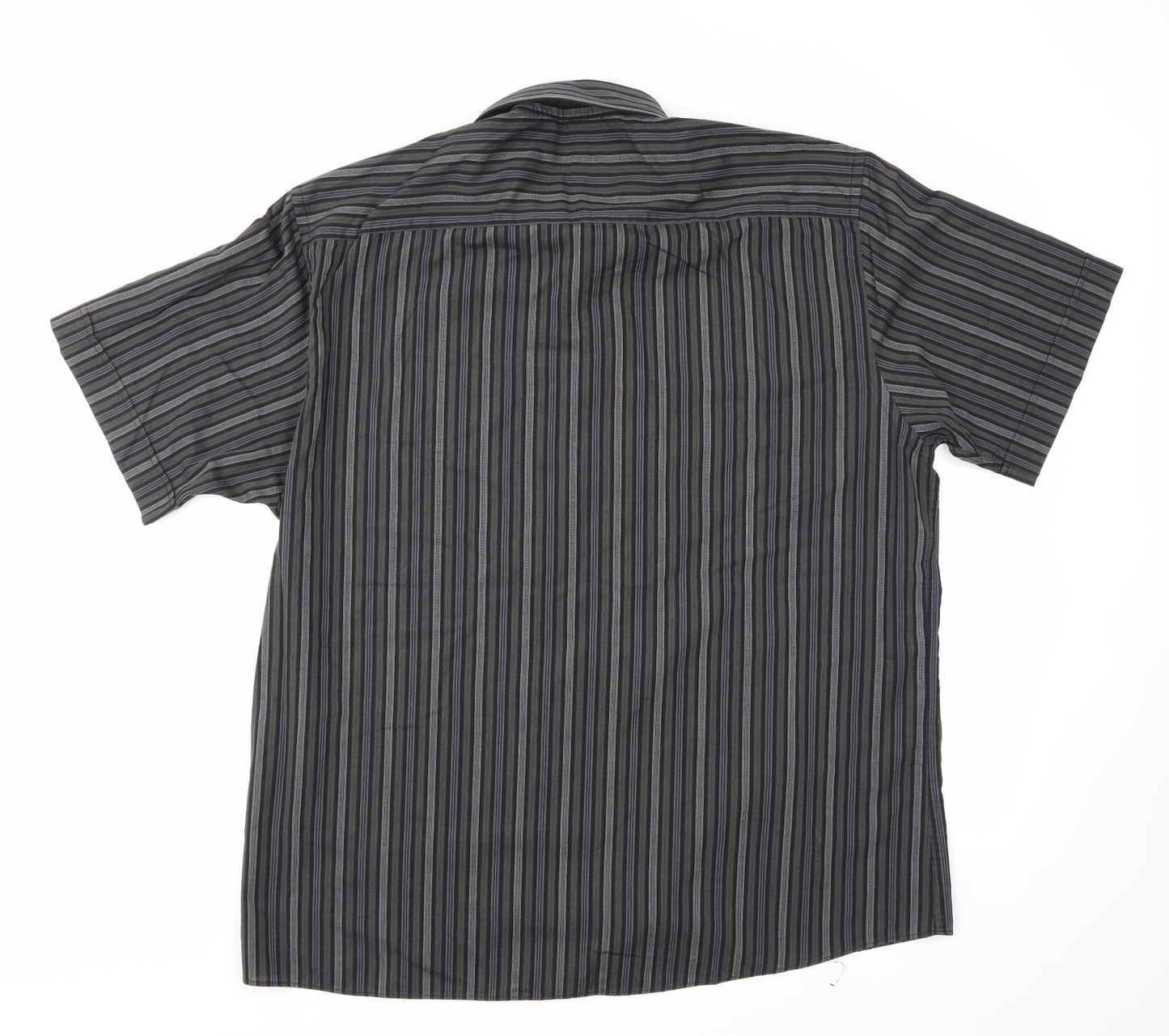 BHS Mens Grey Striped   Button-Up Size XL  - summer shirt