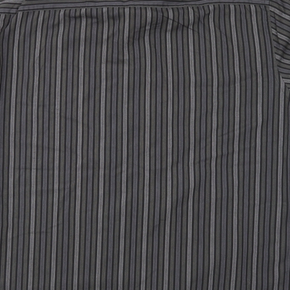 BHS Mens Grey Striped   Button-Up Size XL  - summer shirt