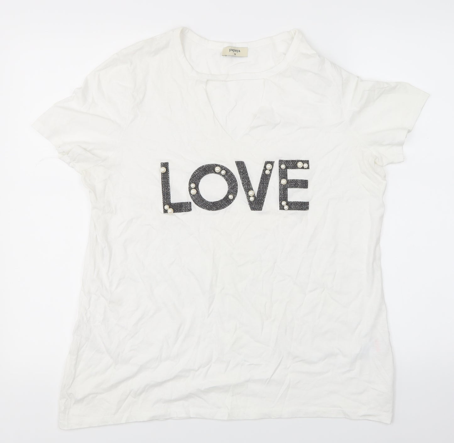 Papaya Womens White   Basic T-Shirt Size 16