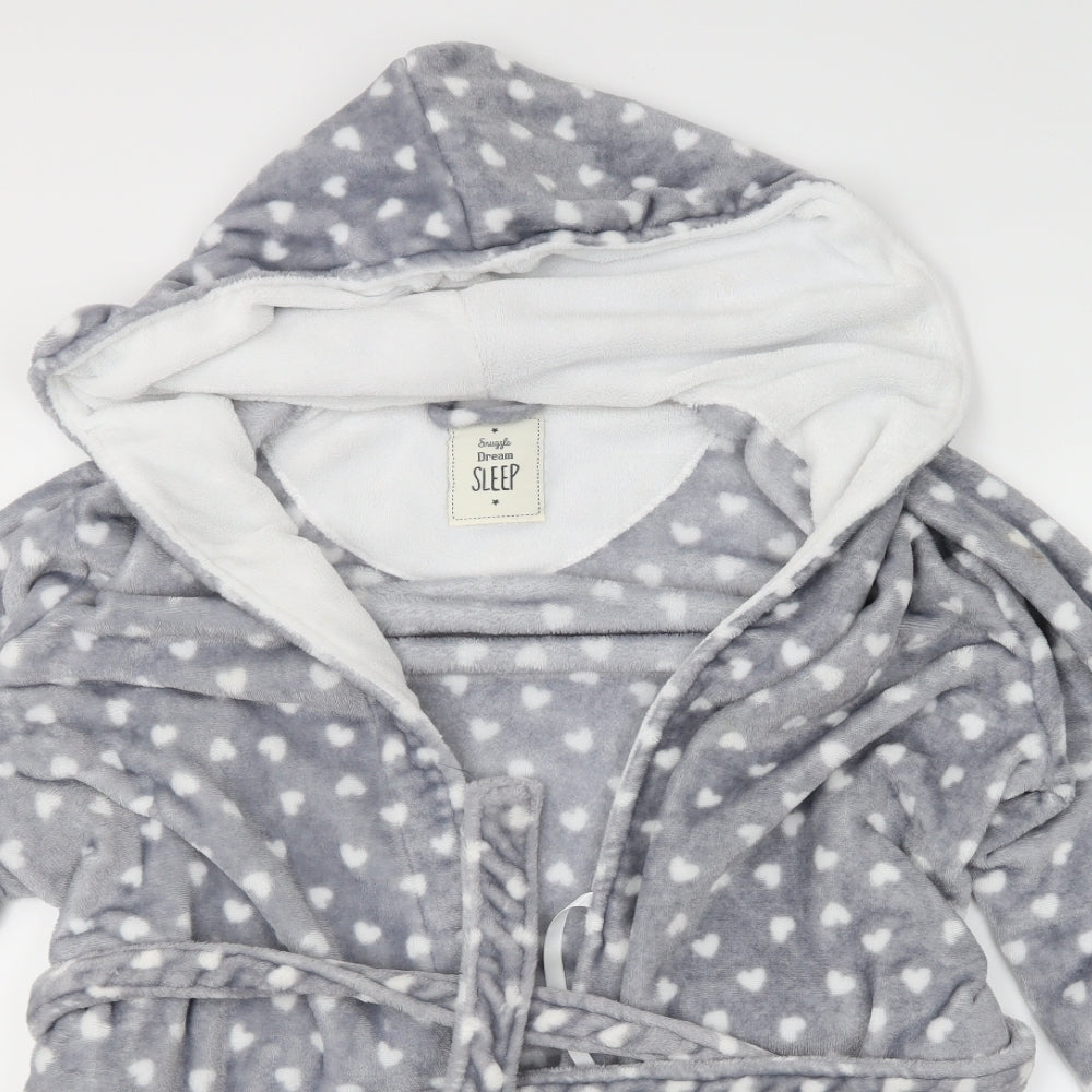 Sunggle Dream Sleep Womens Grey Polka Dot  Kimono Robe Size L  - Hearted Polka Dot