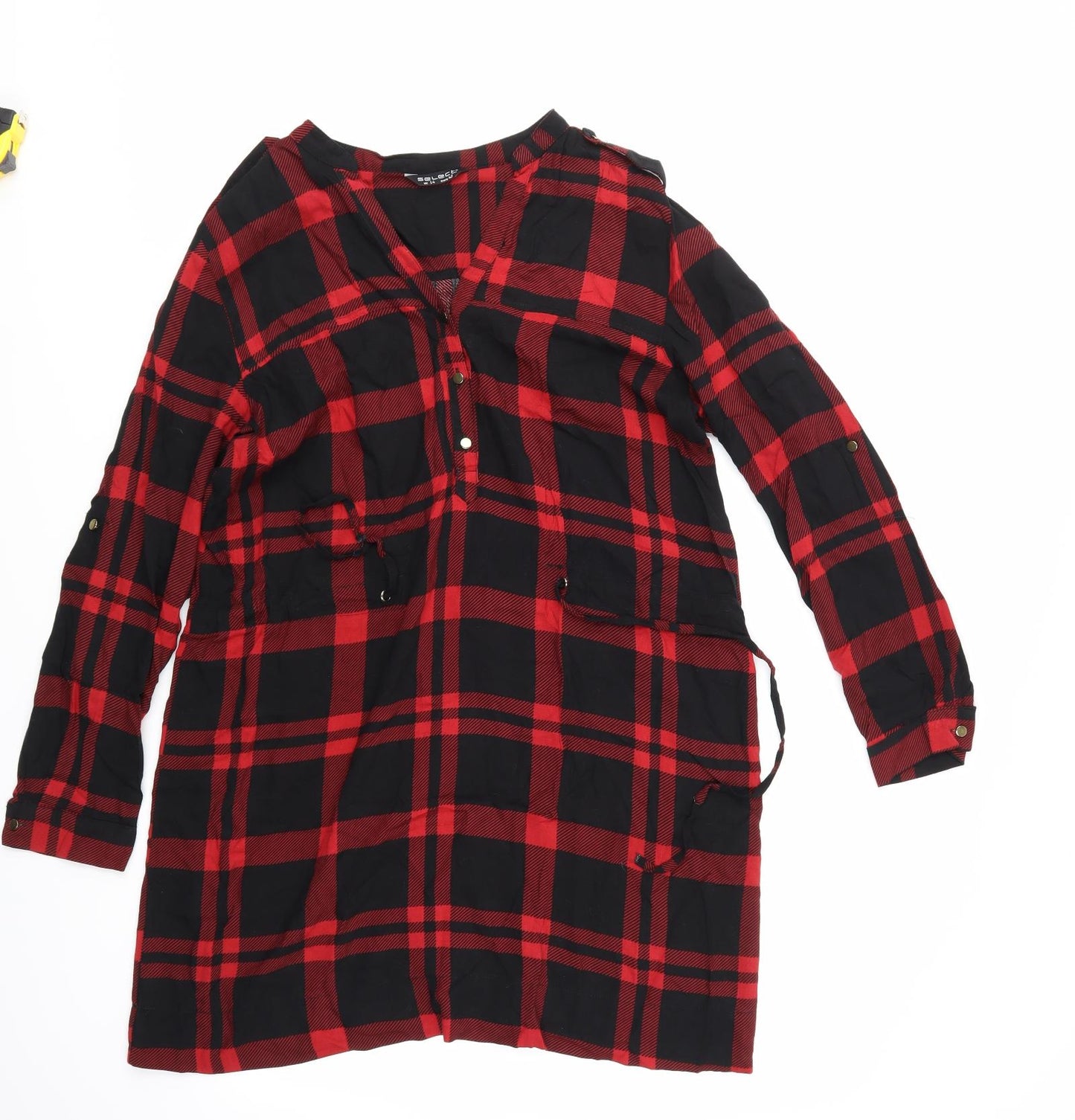 Select Womens Black Check  Basic Blouse Size 14