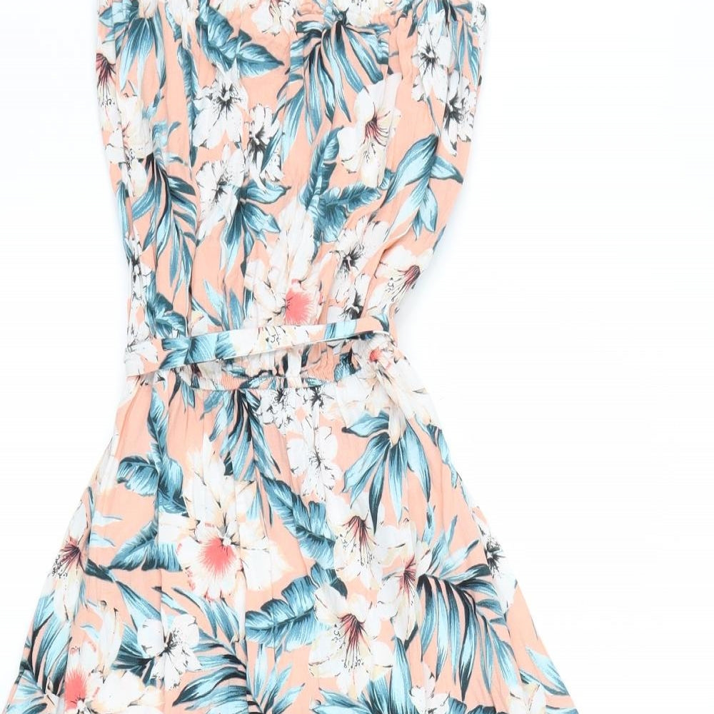 New Look Womens Pink Floral  Shirt Dress  Size 10