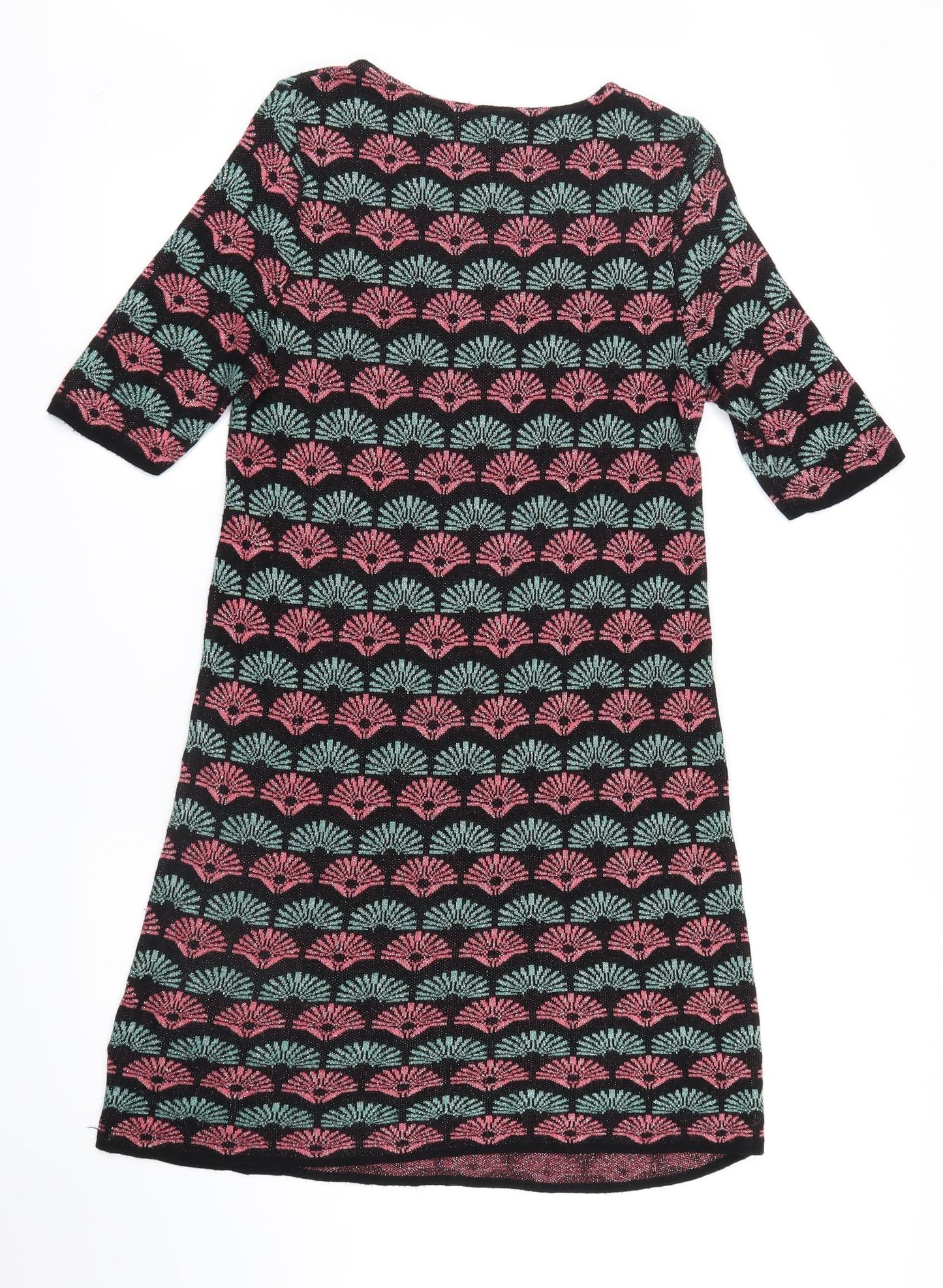 George Womens Black Geometric Knit Shirt Dress  Size 16