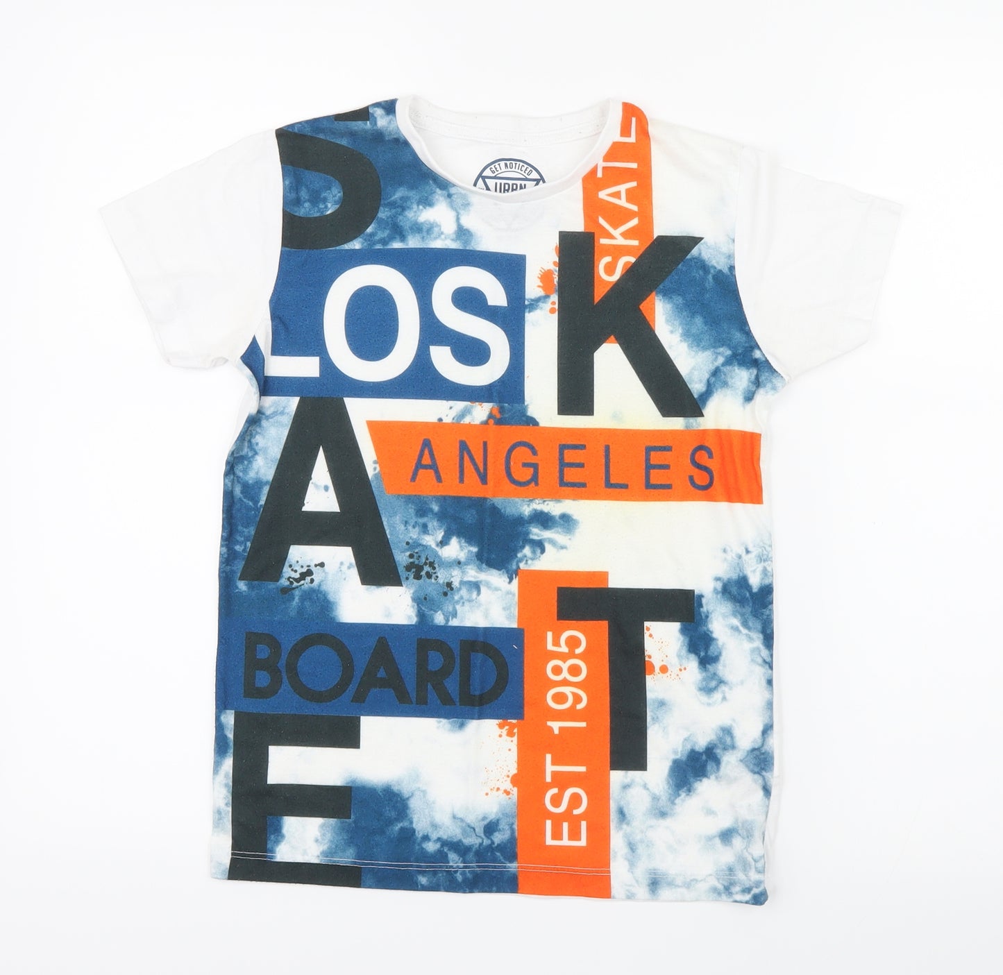 Matalan Boys Blue Geometric  Basic T-Shirt Size 10 Years