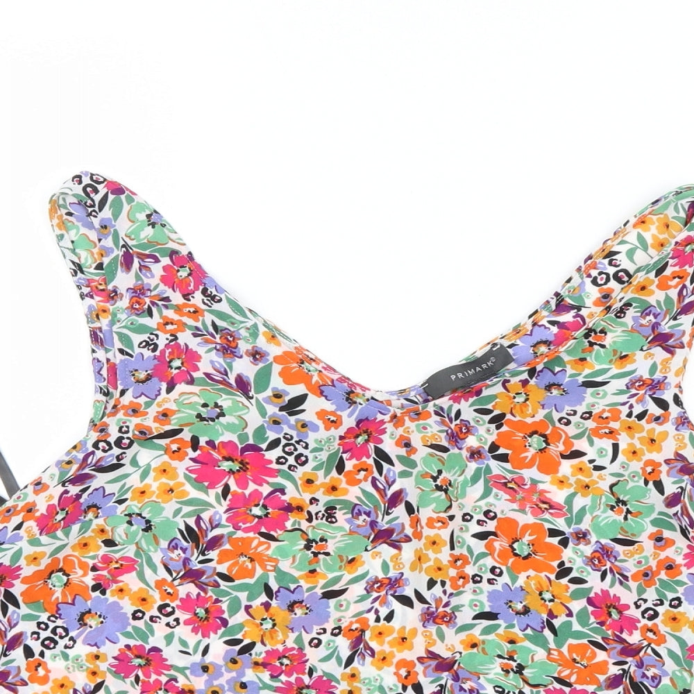 Primark Womens Pink Floral Mesh Basic Blouse Size 10