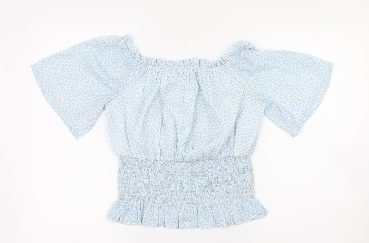 SheIn Womens Blue Geometric  Basic Blouse Size 10