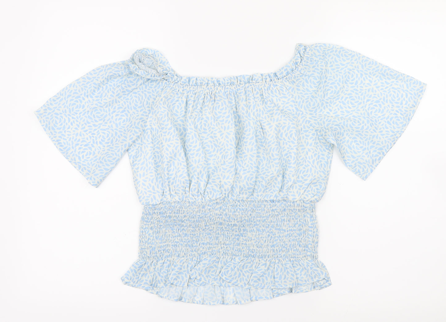 SheIn Womens Blue Geometric  Basic Blouse Size 10